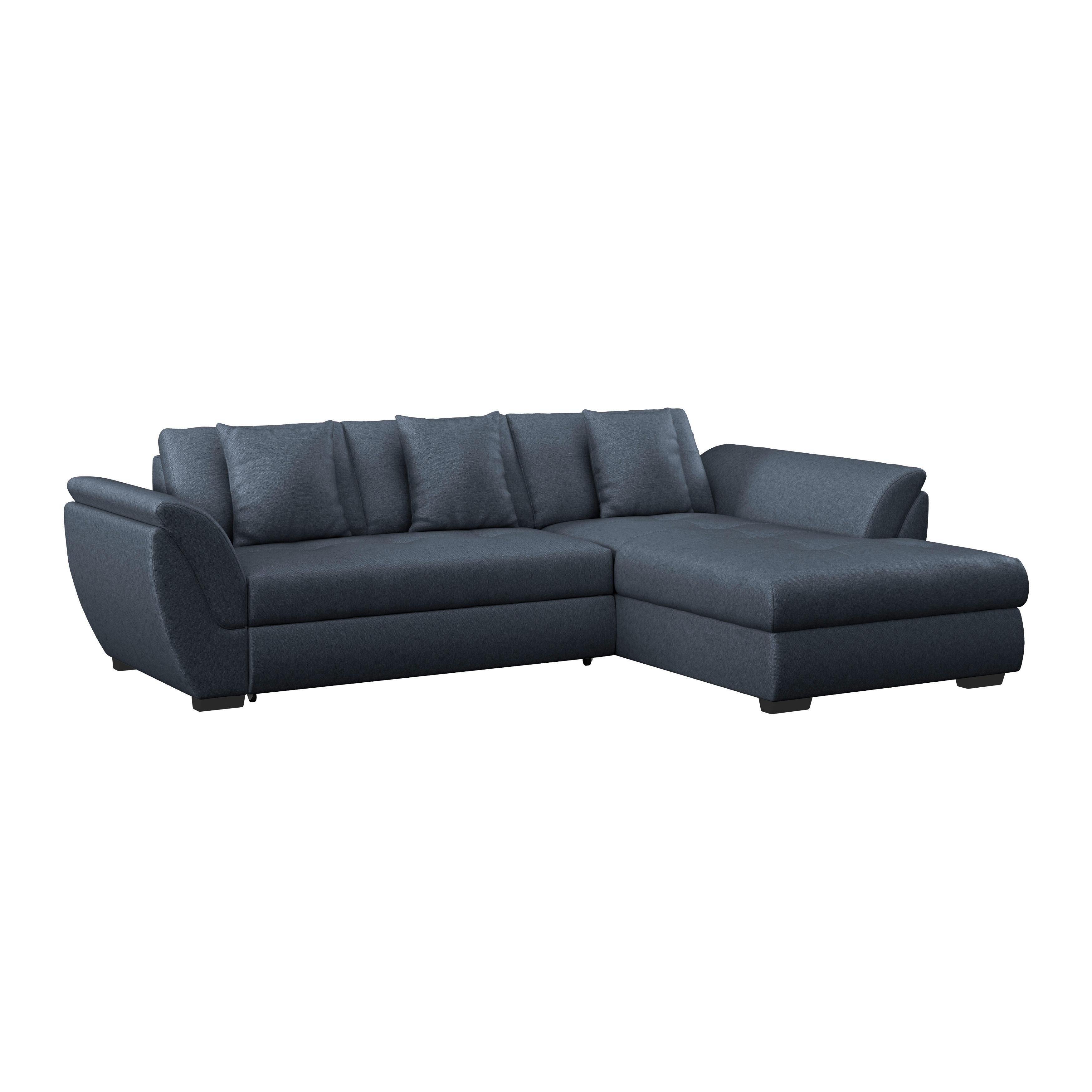 Ecksofa Berisso - Schwarz/Dunkelblau, Design, Textil (278/187cm) - Ondega