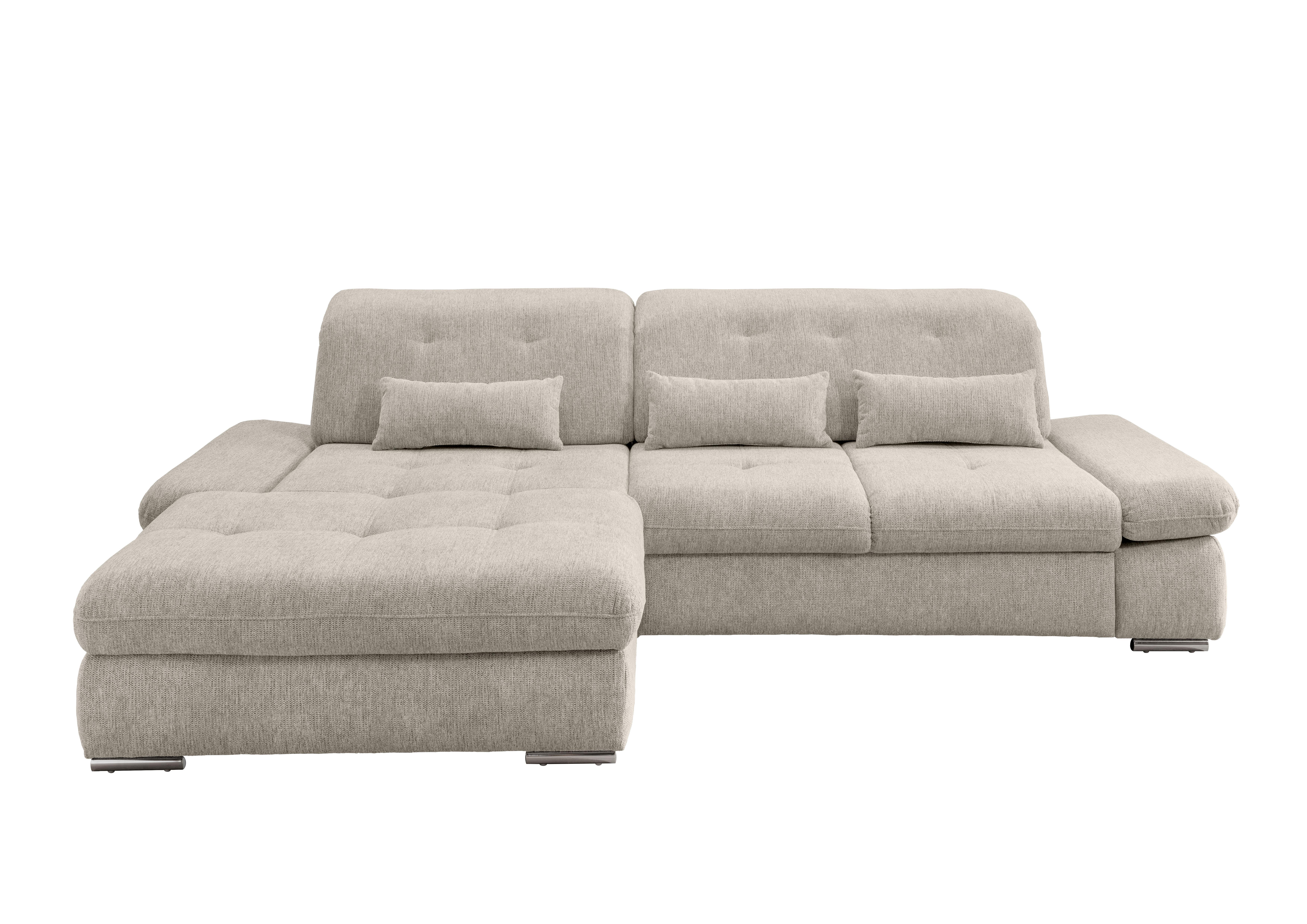 Ecksofa Dalida Beige S: 196x300 cm - Chromfarben/Beige, Design, Textil (196/300cm) - Livetastic