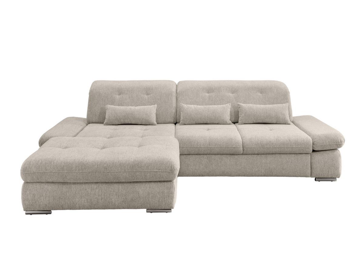 Ecksofa Dalida Beige S: 196x300 cm - Chromfarben/Beige, Design, Textil (196/300cm) - Livetastic