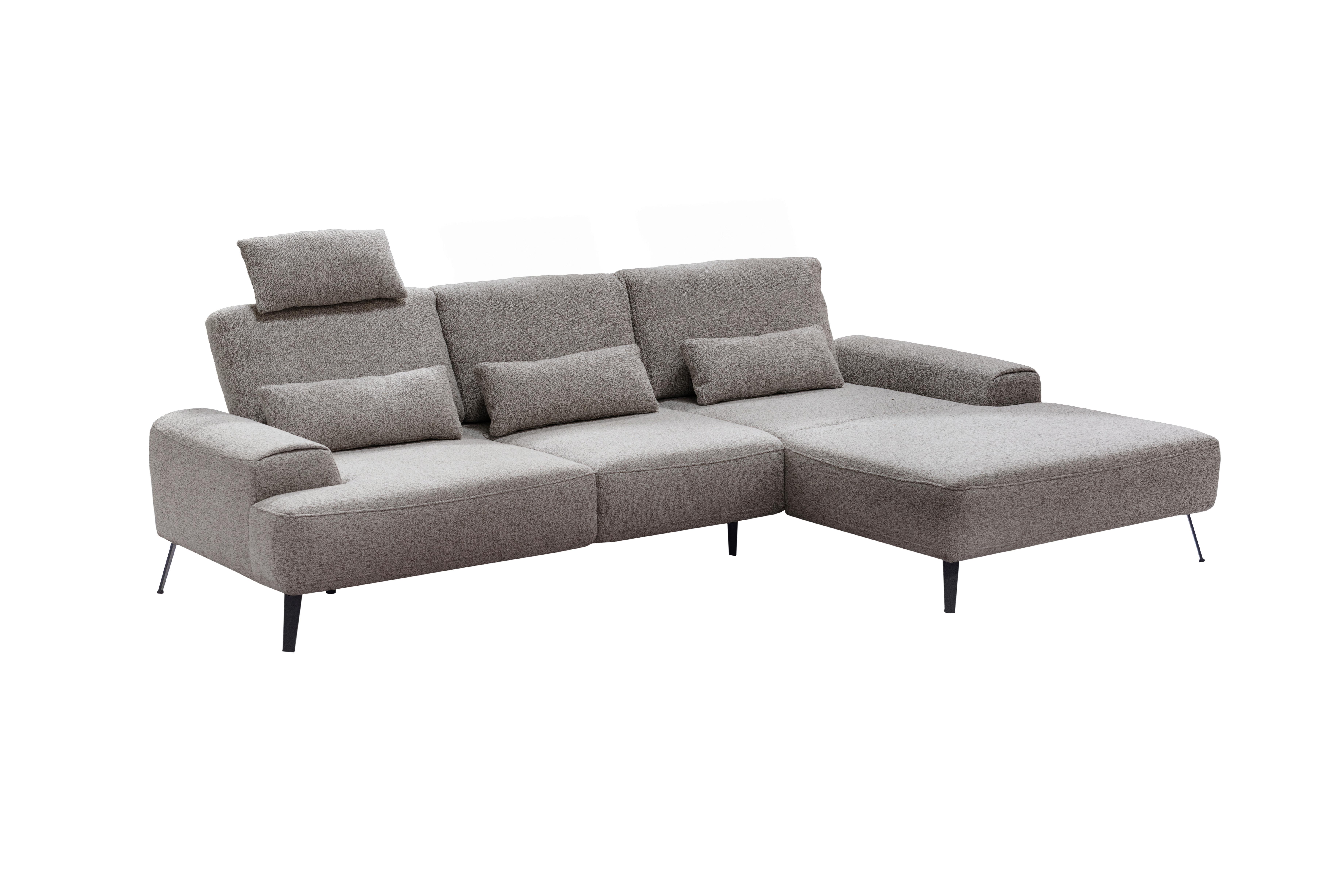 Ecksofa Astoria Graubraun S: 305x178cm - Graubraun/Schwarz, Design, Textil (305/178cm) - Livetastic