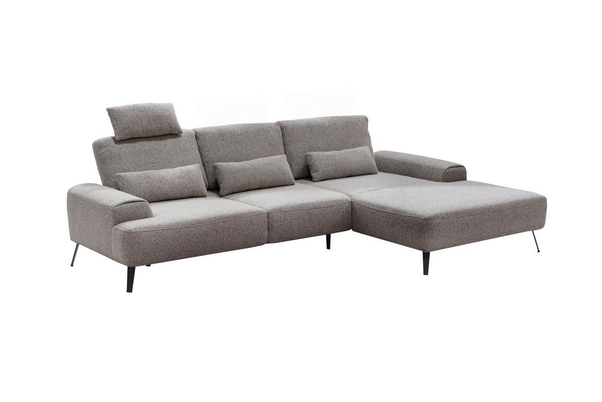 Ecksofa Astoria Graubraun S: 305x178cm - Graubraun/Schwarz, Design, Textil (305/178cm) - Livetastic