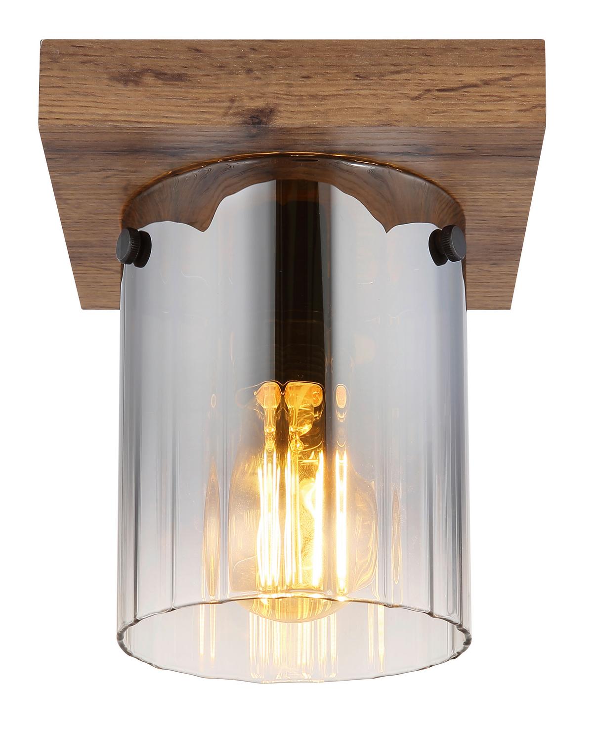 Mennyezeti Lámpa 15915-1 - sötétbarna, Natur, faalapú anyag/Üveg (16/16/18cm)