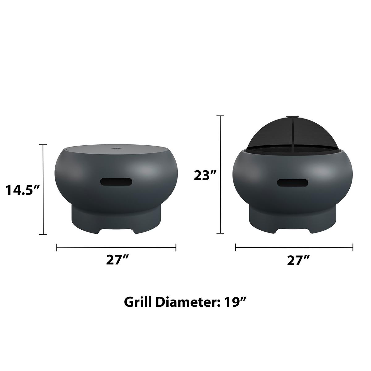 Feuerstelle Asher Schwarz D: 69 cm - Dunkelgrau, Design, Keramik (69/37cm) - MID.YOU