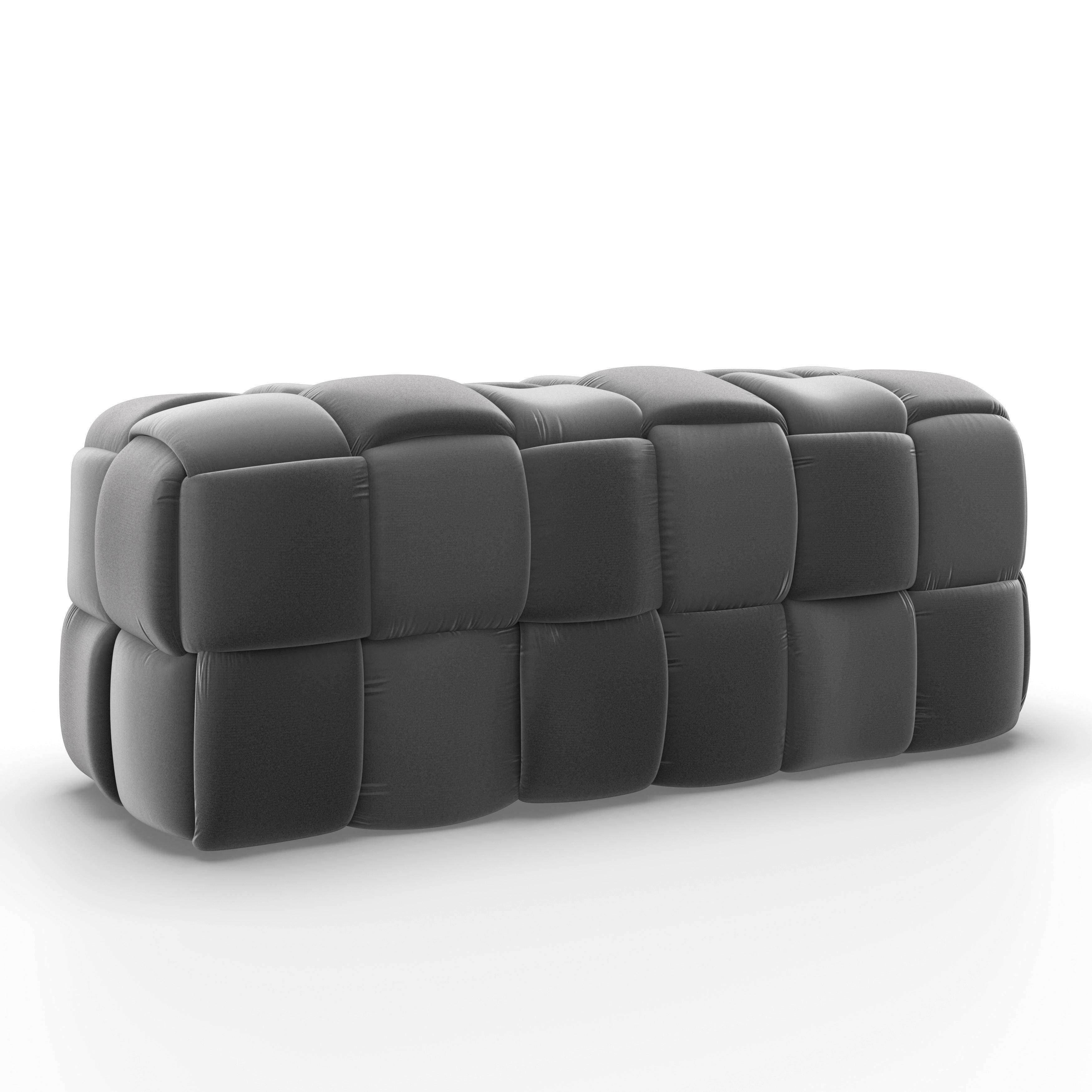 Moderná lavica ELLA sivá - čierna/sivá, Modern, drevo/textil (118/47/47cm) - Bessagi Home