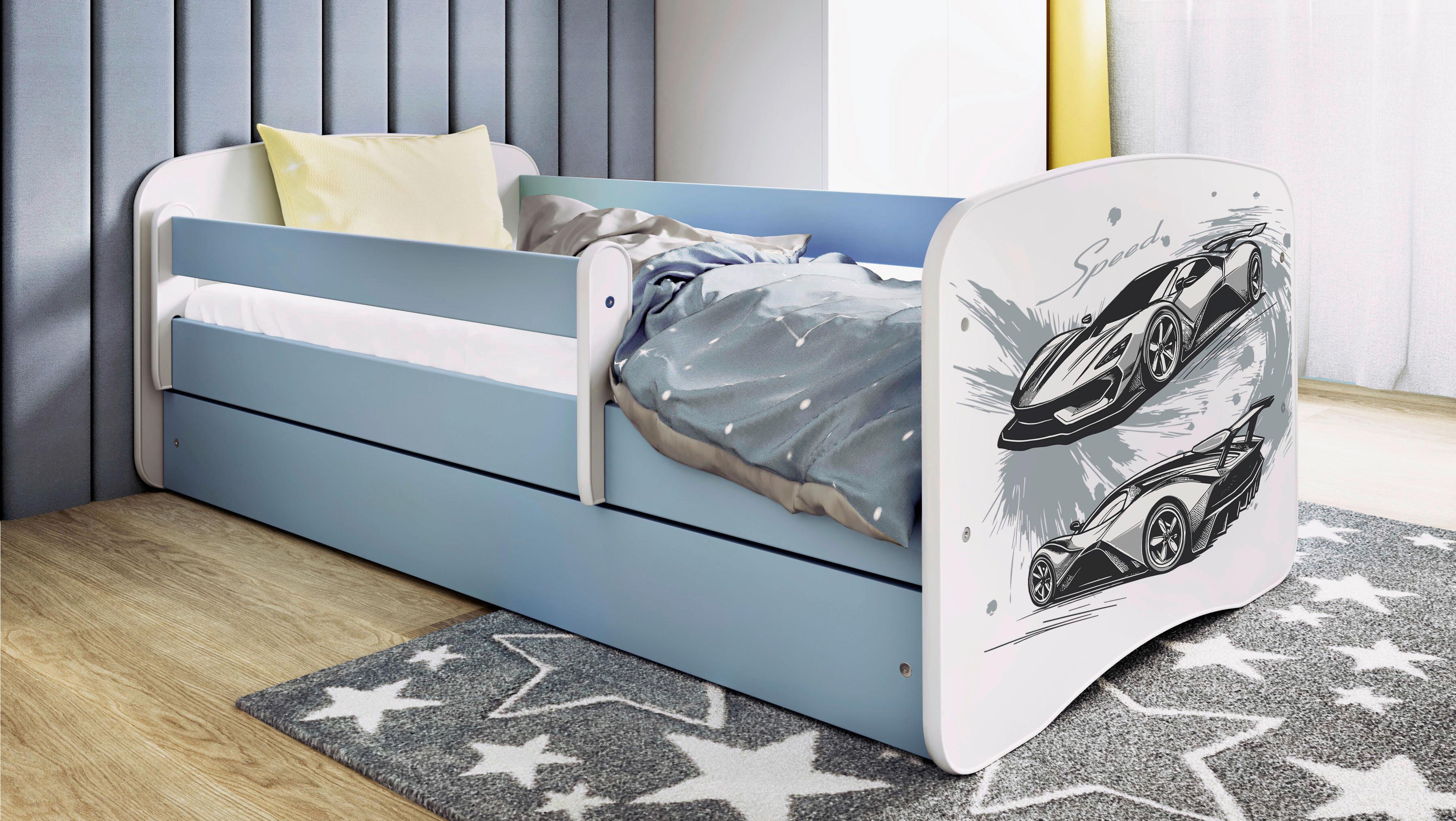 Kinder-/Juniorbett Babydreams Inkl. Matratze 80x160 - Blau/Birkefarben, MODERN, Holz/Holzwerkstoff (80/160cm) - MID.YOU