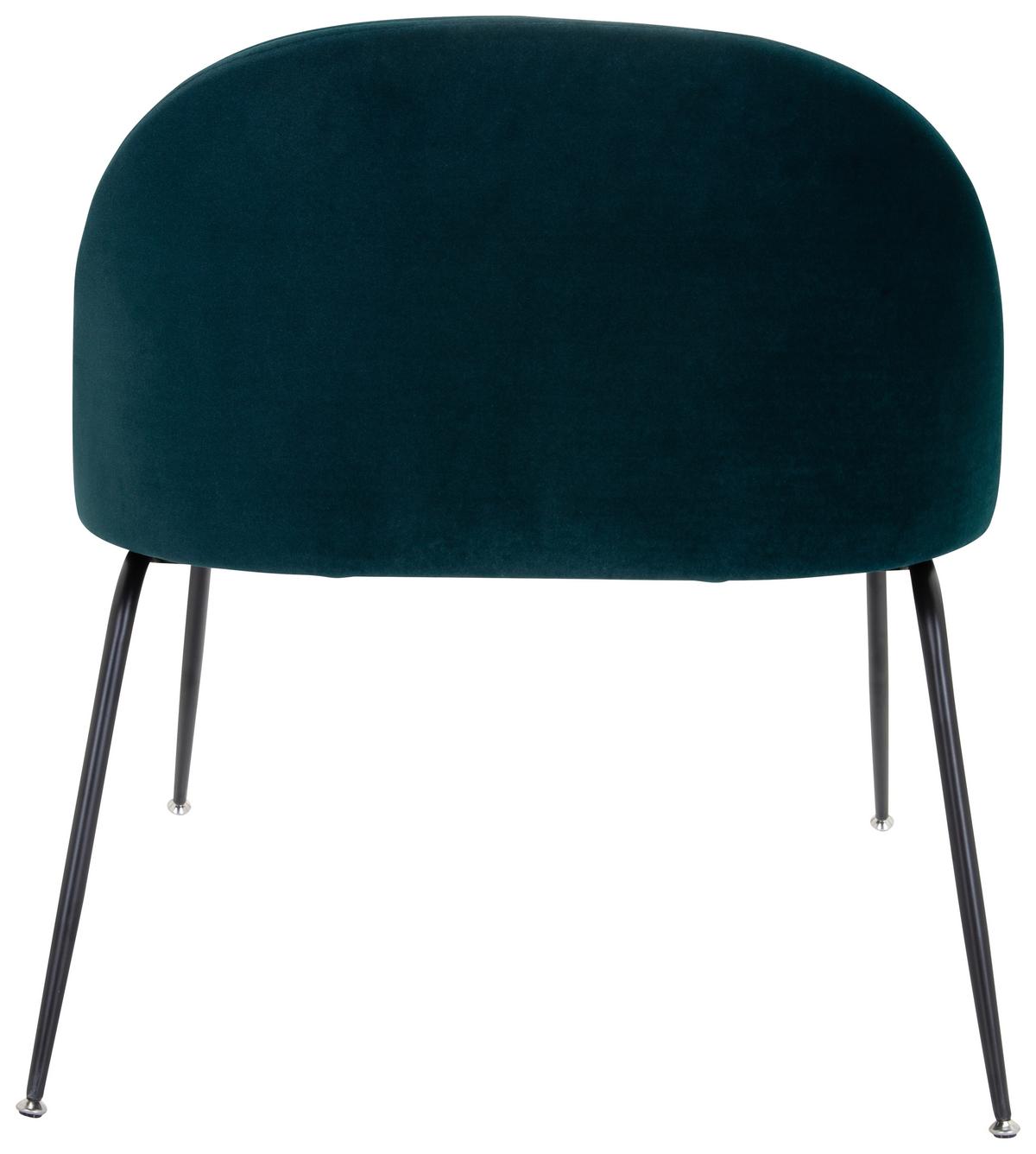 Besucherstuhl Velvo Samt Petrol Bis 120 Kg - Petrol/Schwarz, Basics, Textil/Metall (72/80/65cm) - MID.YOU