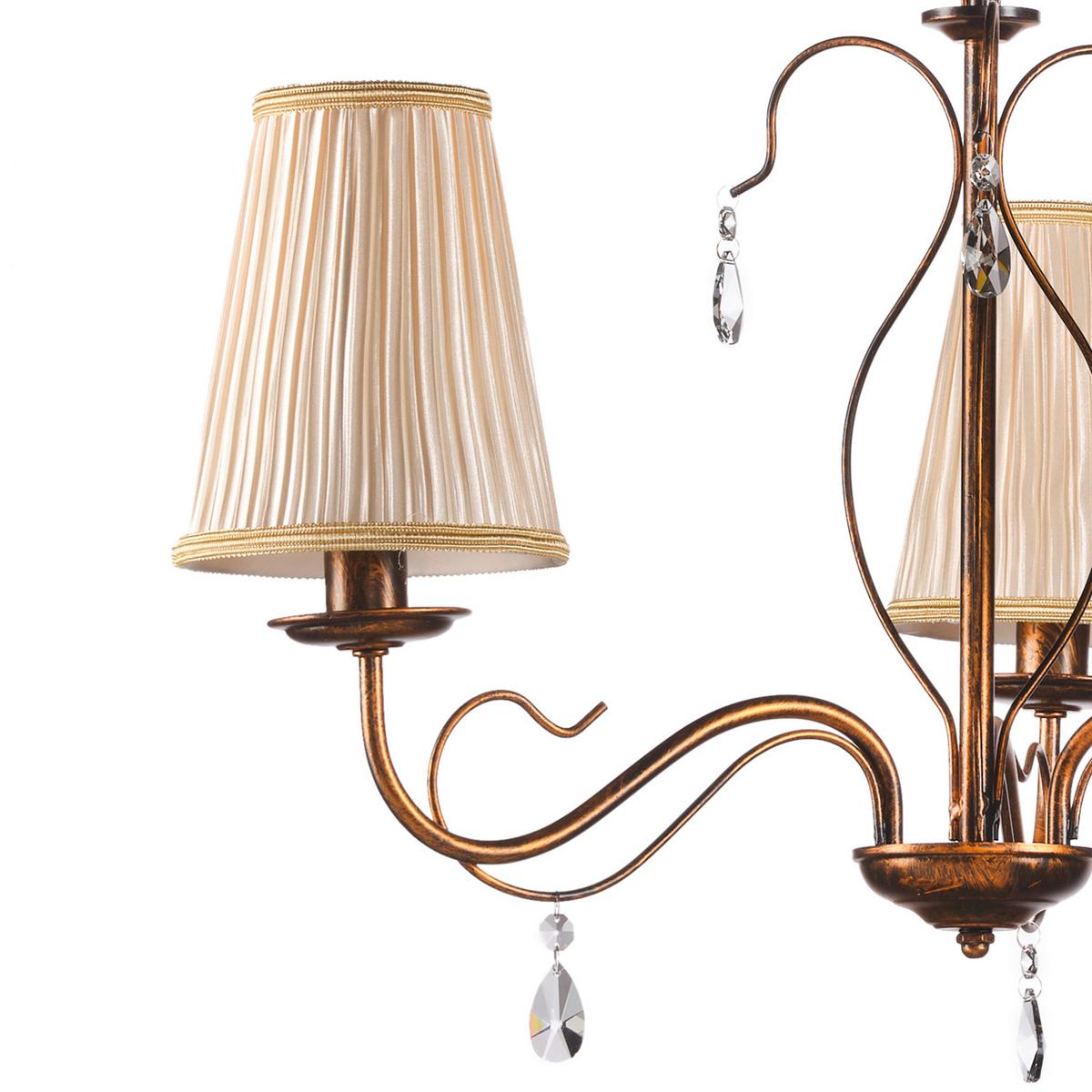 Kronleuchter Delia Cognac L: 60 cm 6w - Cognac, KONVENTIONELL, Glas/Textil (60/60/100cm)