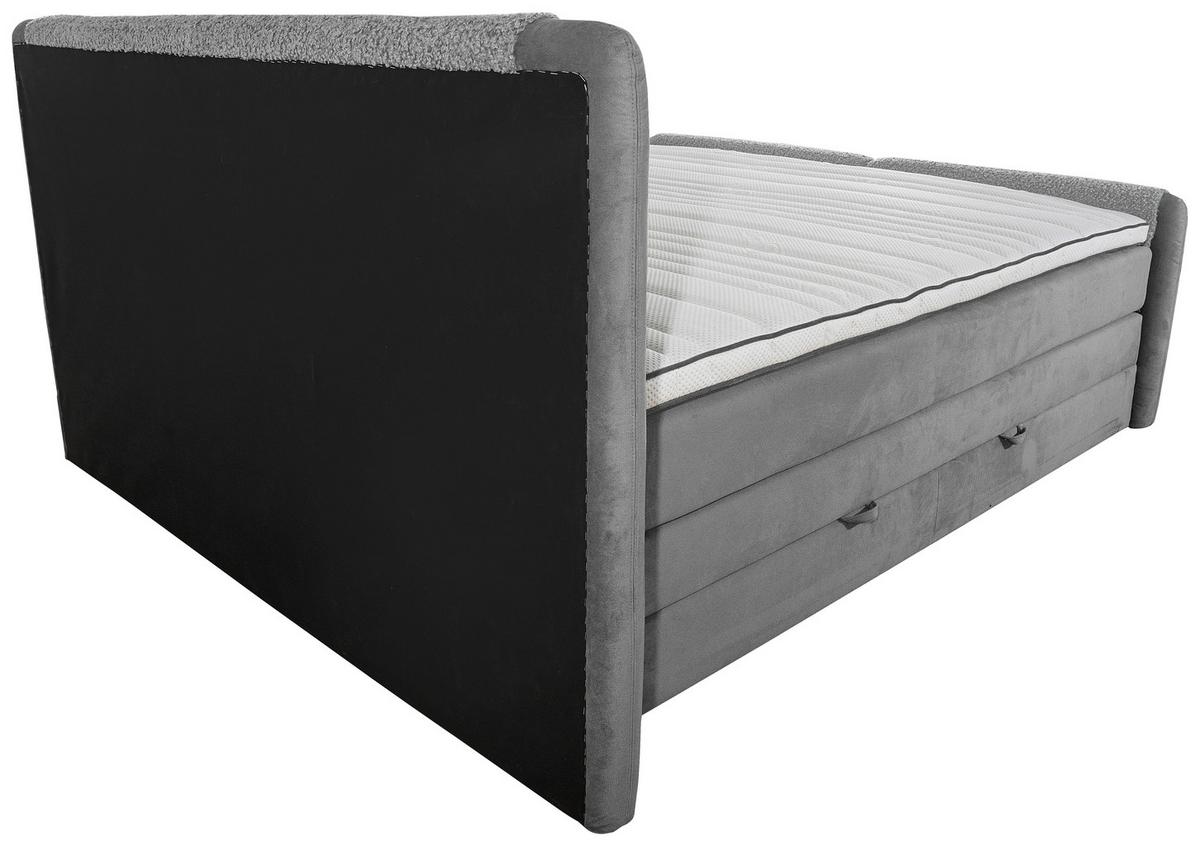 Boxspringbett Mit Topper 180x200 Rona - Schwarz/Grau, MODERN, Textil (180/200cm) - MID.YOU