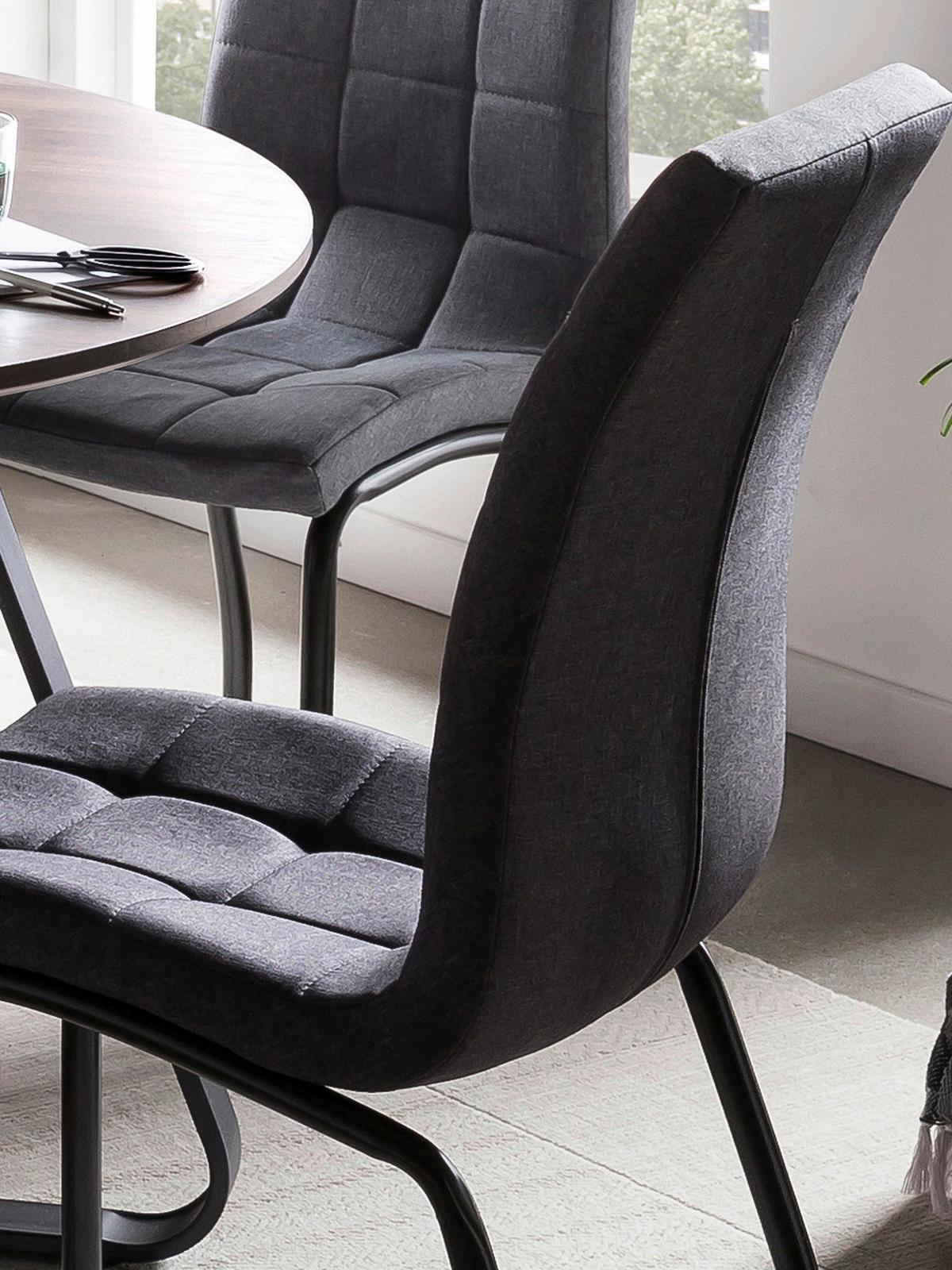 Stuhl-set Dunkelgrau, B: 42cm - Dunkelgrau/Schwarz, Design, Textil/Metall (42/103/58,5cm) - Livetastic