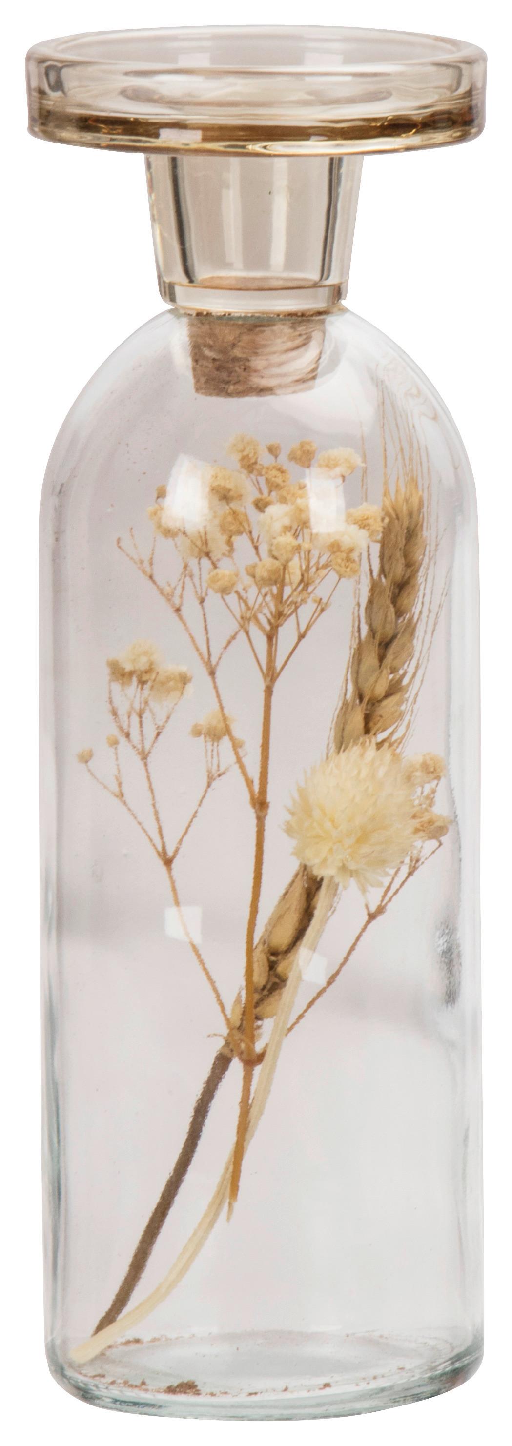 Stojan na svíčky Bloom, V: 22cm - šedá/oranžová, přírodní materiály/sklo (7,5/22cm) - Modern Living