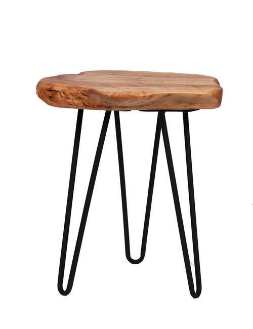 Beistelltisch mit Holzplatte Woody Zedernholz/Schwarz - Naturfarben, Design, Holz/Metall (30/30/40cm) - Kayoom