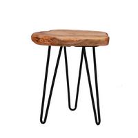 Beistelltisch mit Holzplatte Woody Zedernholz/Schwarz - Naturfarben, Design, Holz/Metall (30/30/40cm) - Kayoom