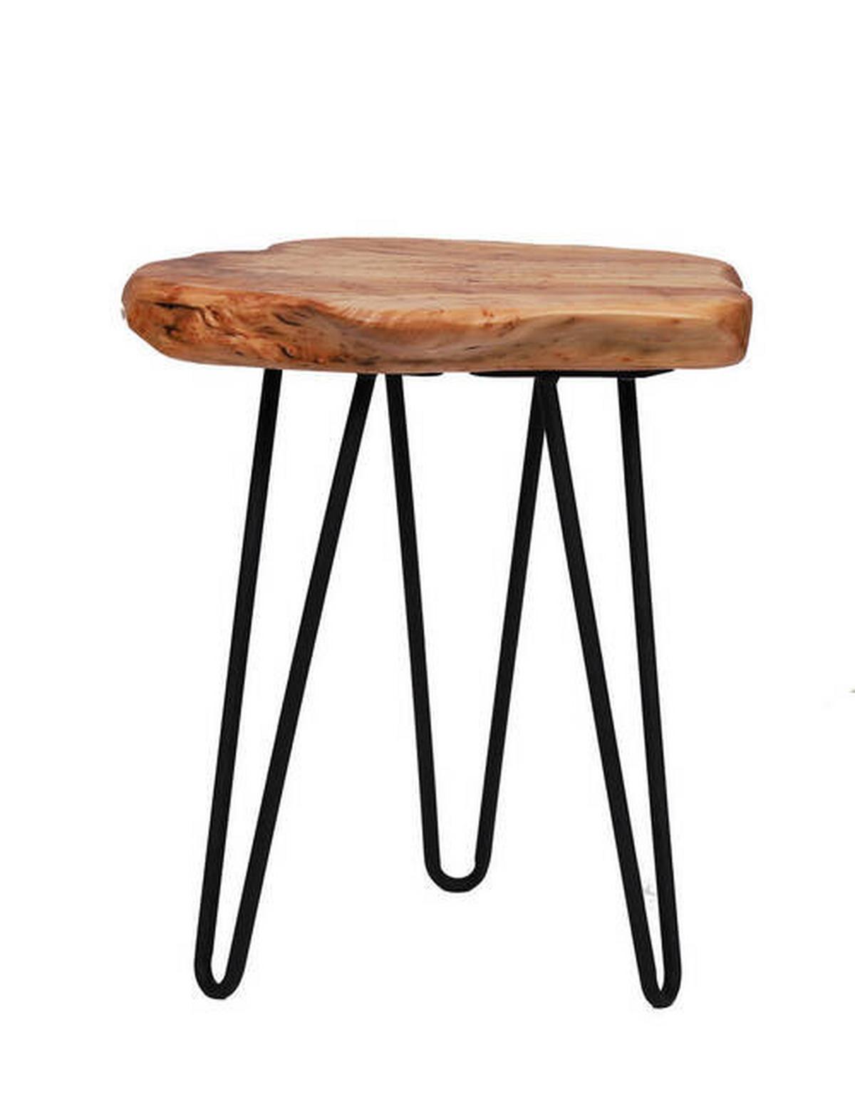 Beistelltisch mit Holzplatte Woody Zedernholz/Schwarz - Naturfarben, Design, Holz/Metall (30/30/40cm) - Kayoom