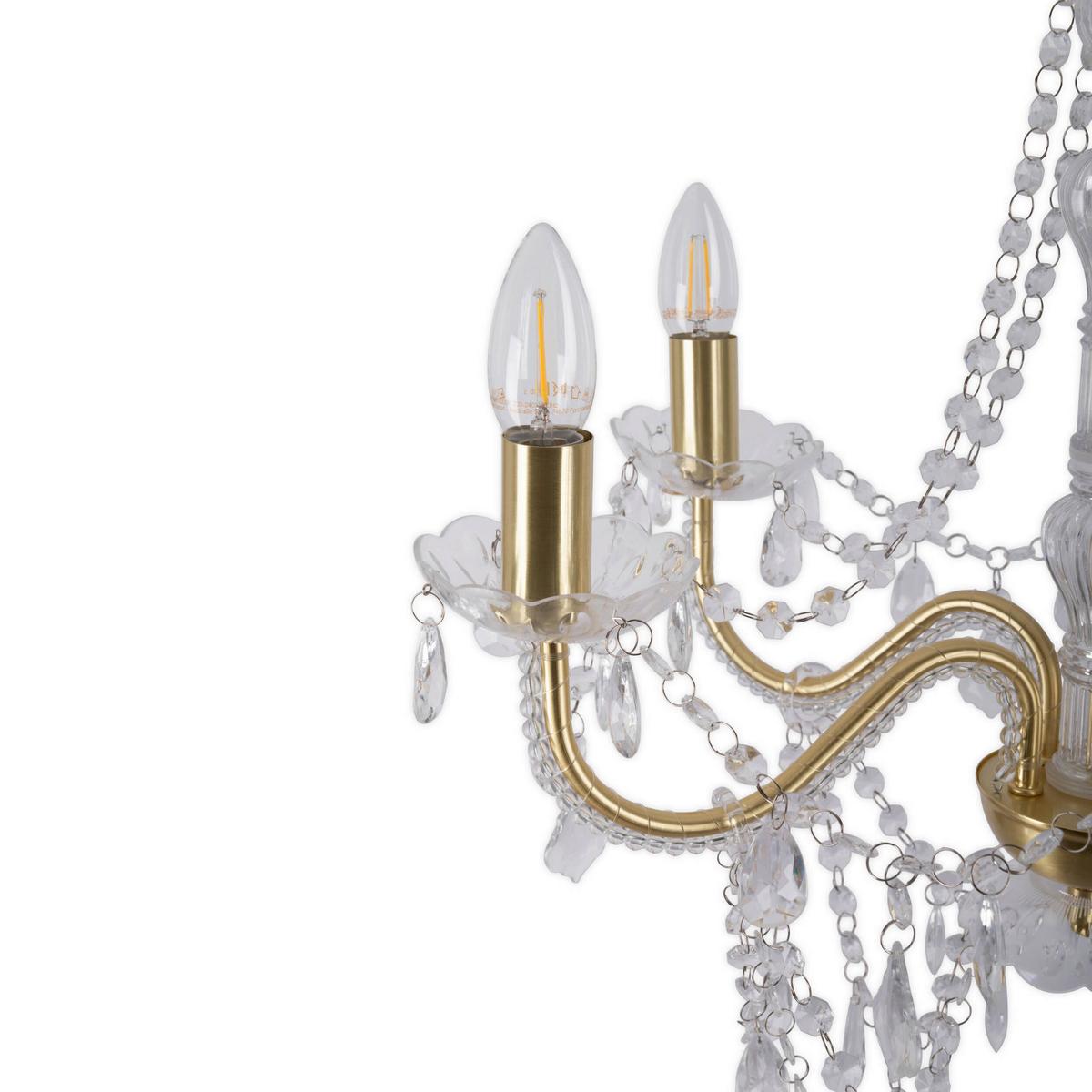 Kronleuchter 8009358 Cecilia 5er - Goldfarben, ROMANTIK / LANDHAUS, Kunststoff/Metall (52/85cm) - Näve