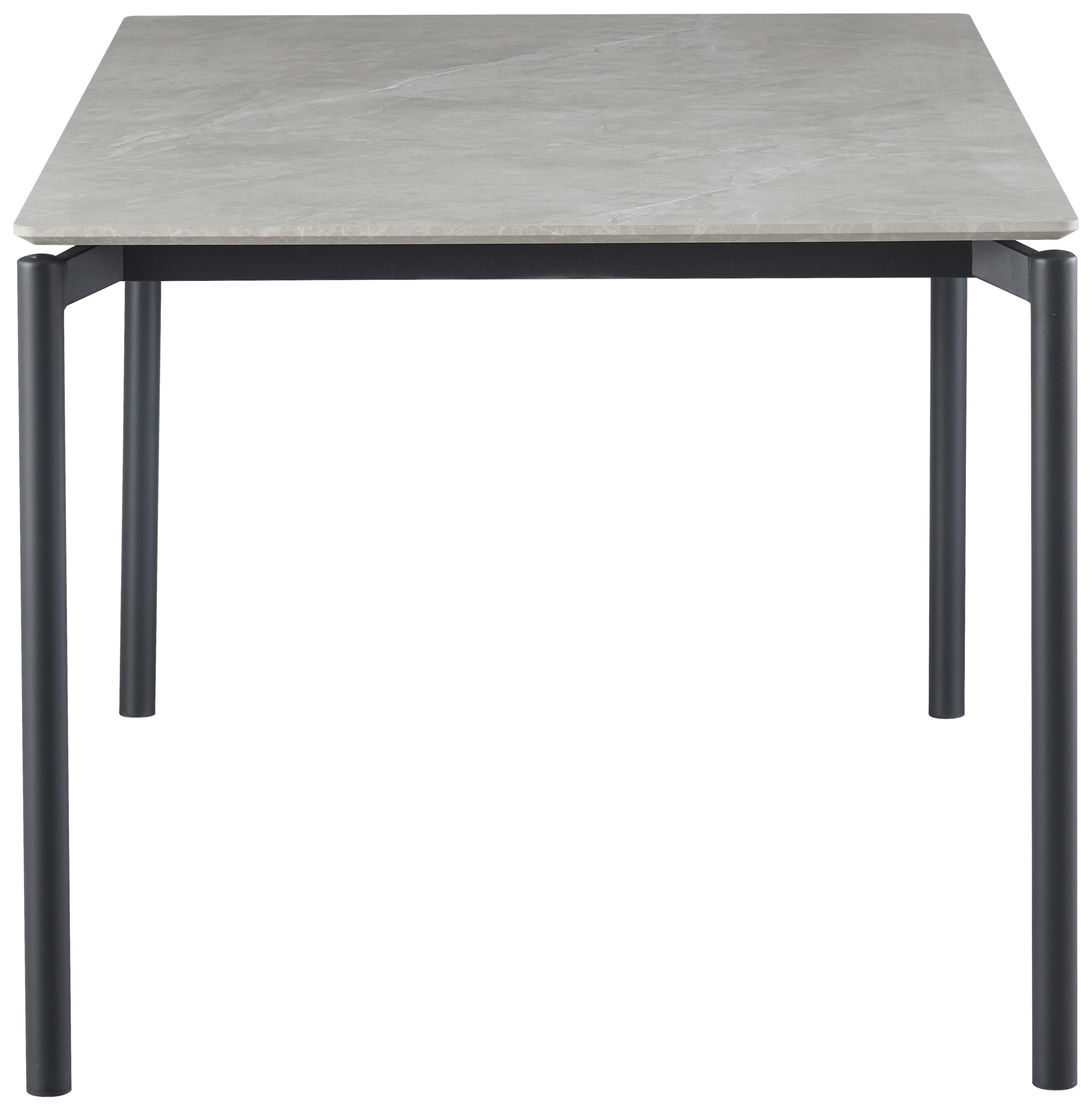 Esstisch Lean Mdf Grau, B: 160 cm - Schwarz/Grau, KONVENTIONELL, Holzwerkstoff/Metall (160/76/90cm) - P & B