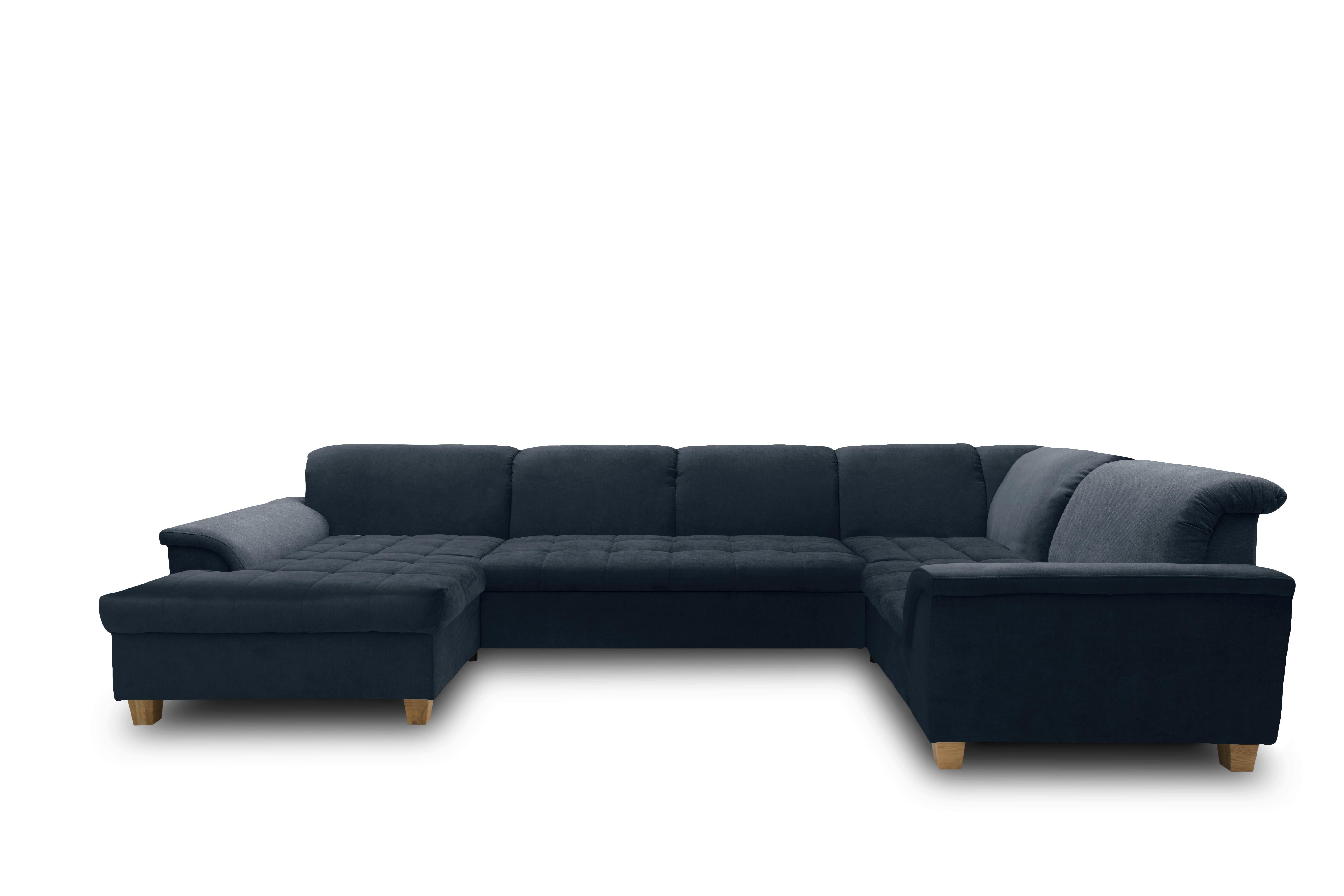 Wohnlandschaft Franzi Mit Schlaffunktion Blau - Eichefarben/Dunkelblau, KONVENTIONELL, Textil (170/352/214cm) - MID.YOU