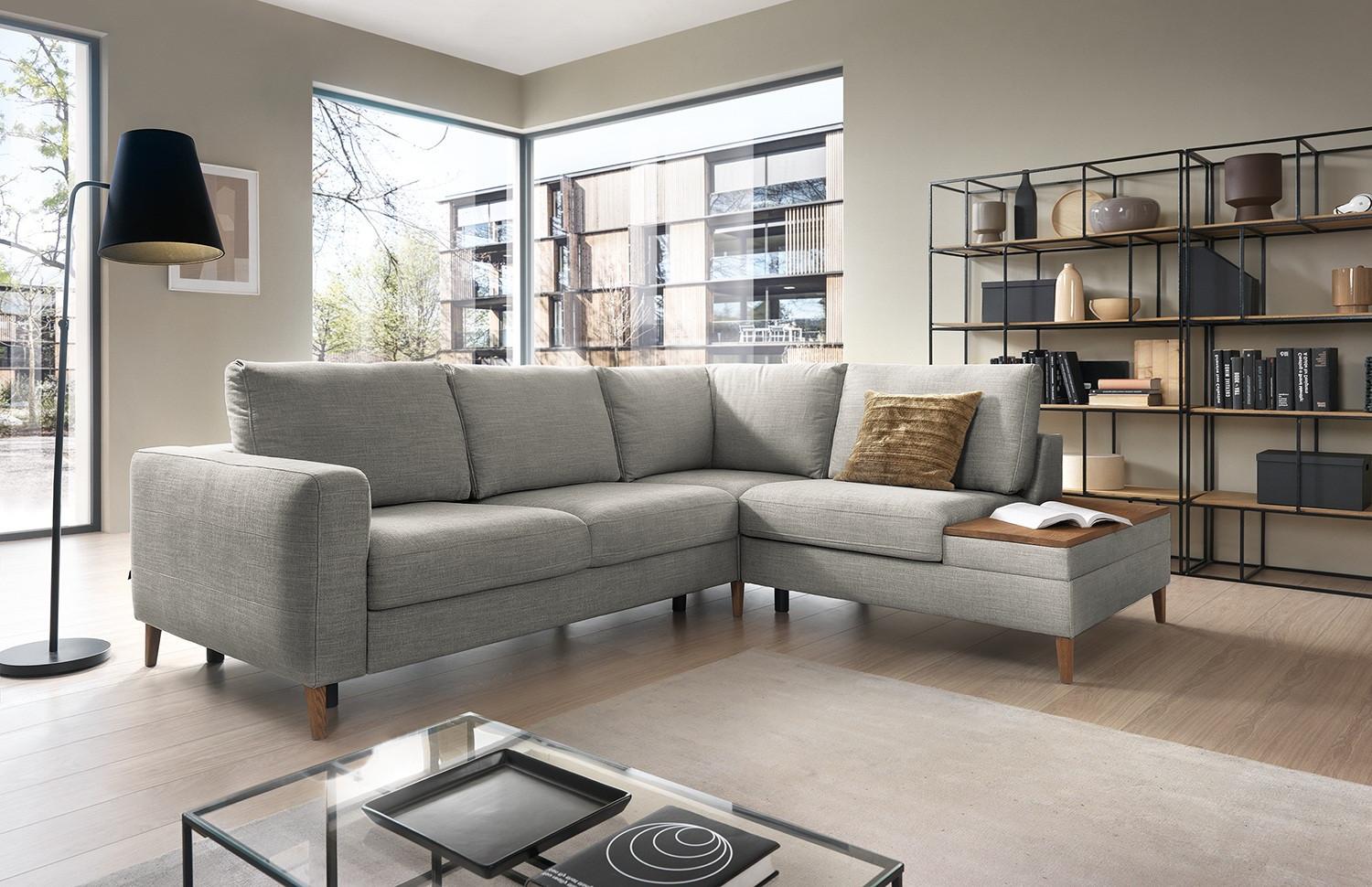 Ecksofa Alika, Grau S: 260x204 Cm - Eschefarben/Grau, MODERN, Textil (260/204cm) - Trendmanufaktur