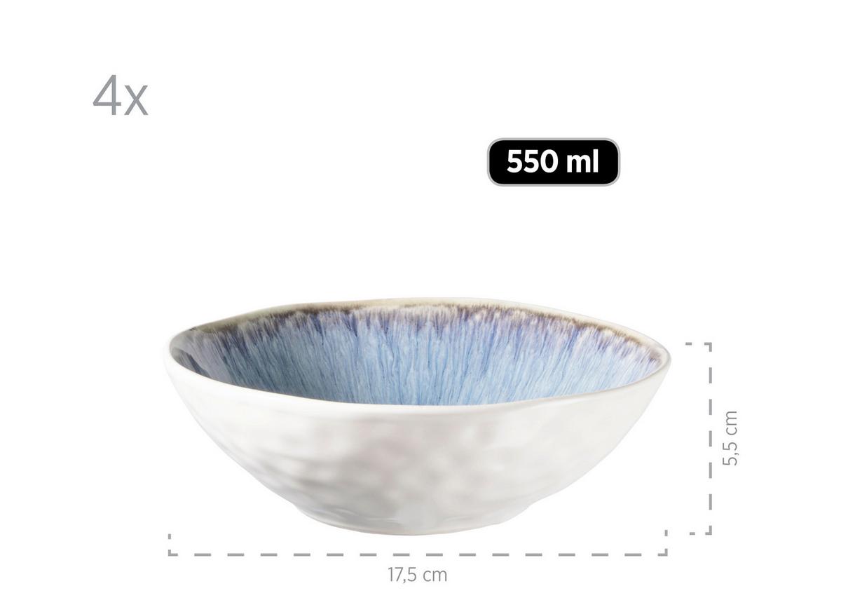 Schüsselset Steinzeug 4--Teilig. Blau D: 17,5 cm - Blau, Basics, Keramik (17,5/5,5cm) - Mäser