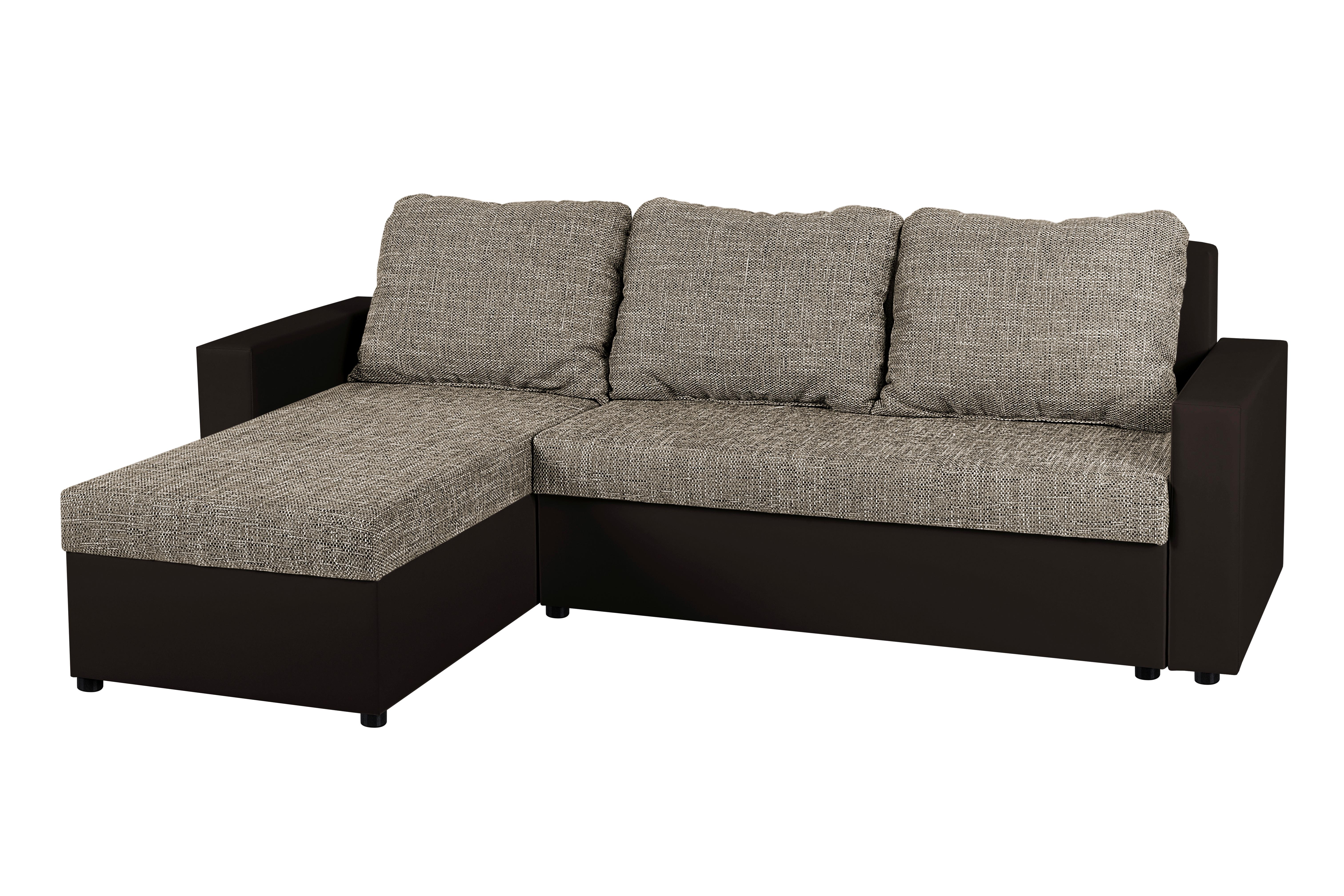 Ecksofa Hit Cappuccino/Mokka S: 147x228 cm - Schwarz/Mokka, Design, Holzwerkstoff/Textil (147/228cm) - P & B