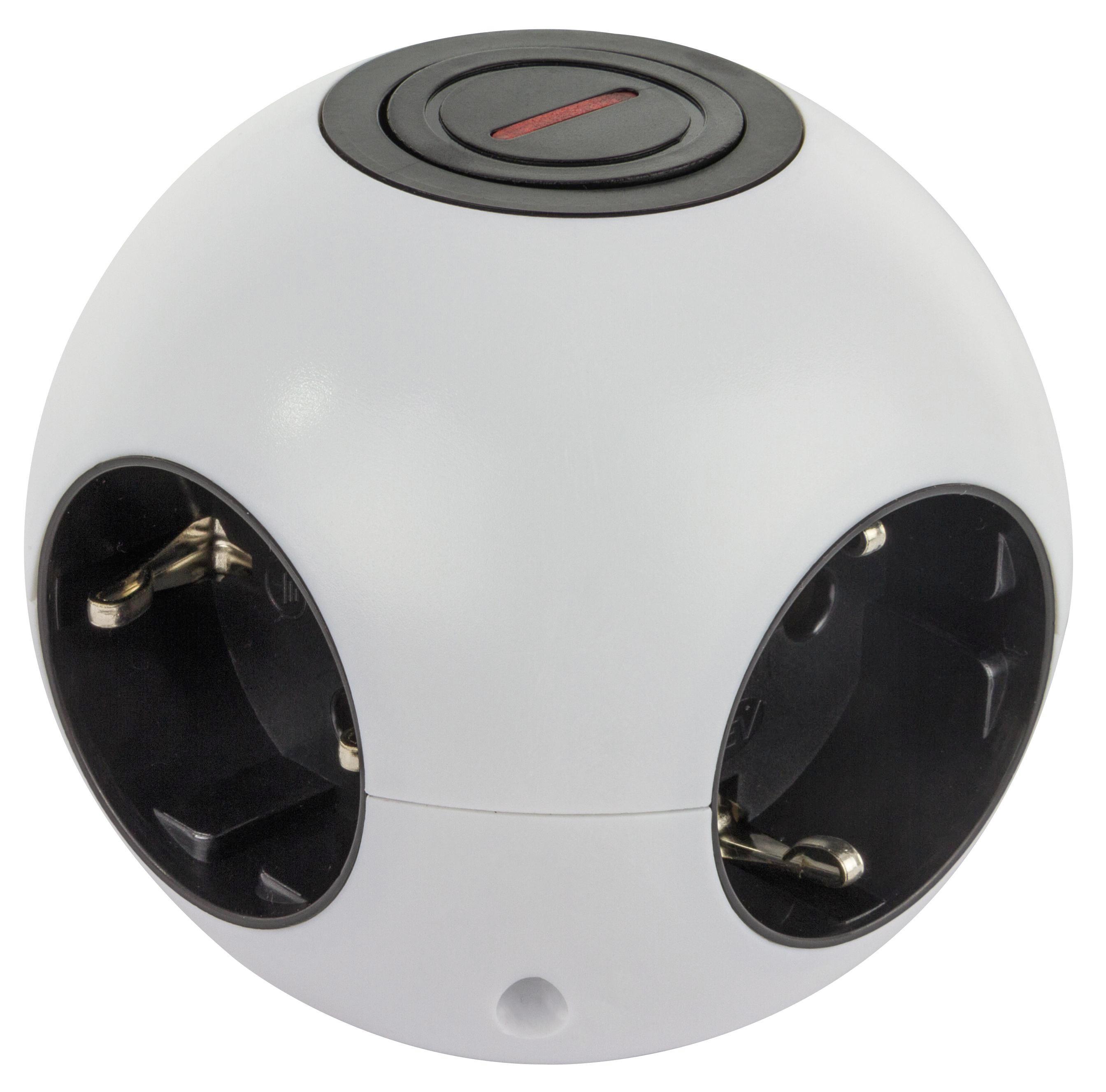 Steckdosenelement Powerglobe 4-f Weiß-sw - Schwarz/Weiß, KONVENTIONELL, Kunststoff (9cm)