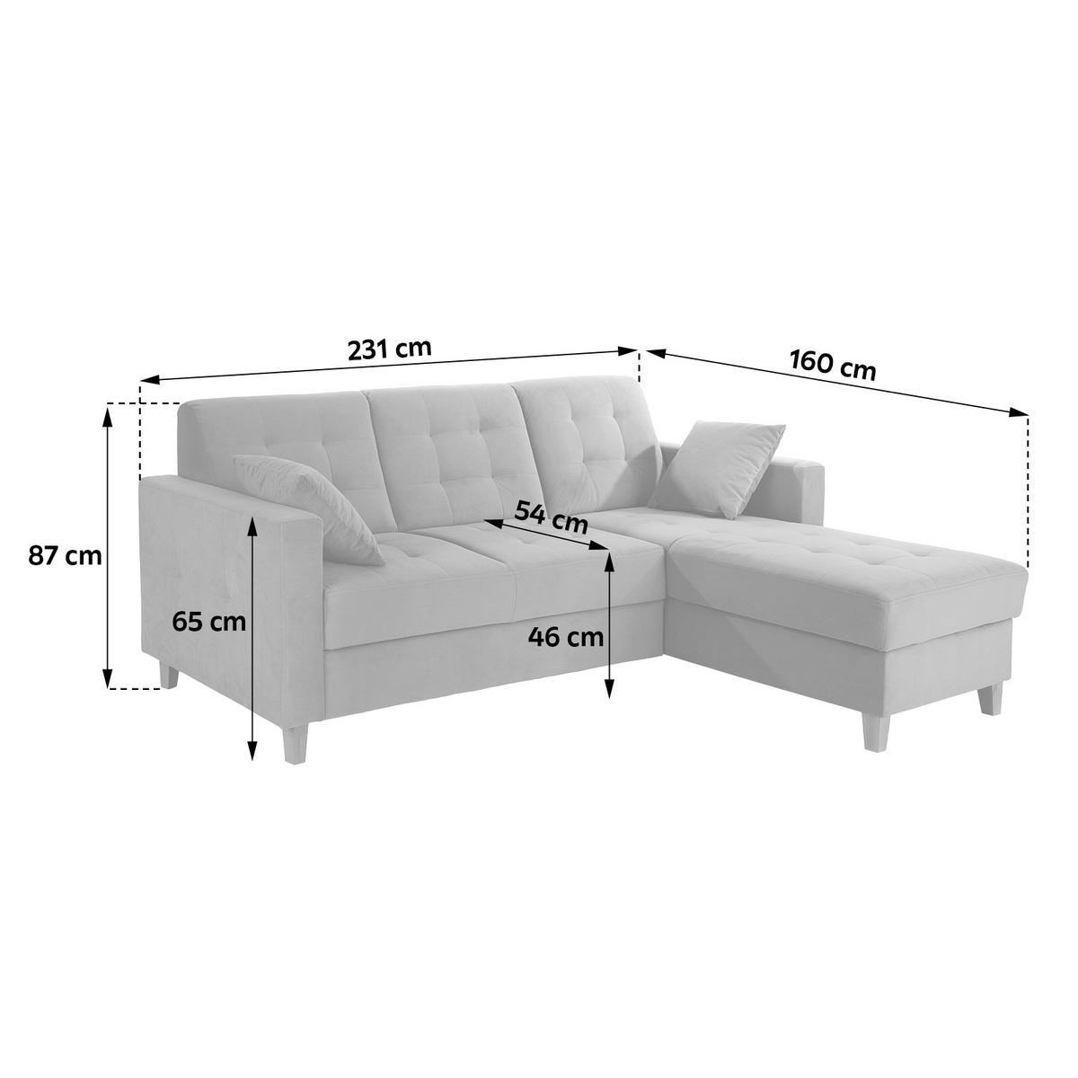 Ecksofa Bergen - Hellgrau/Naturfarben, Design, Textil (231/160cm) - Luca Bessoni