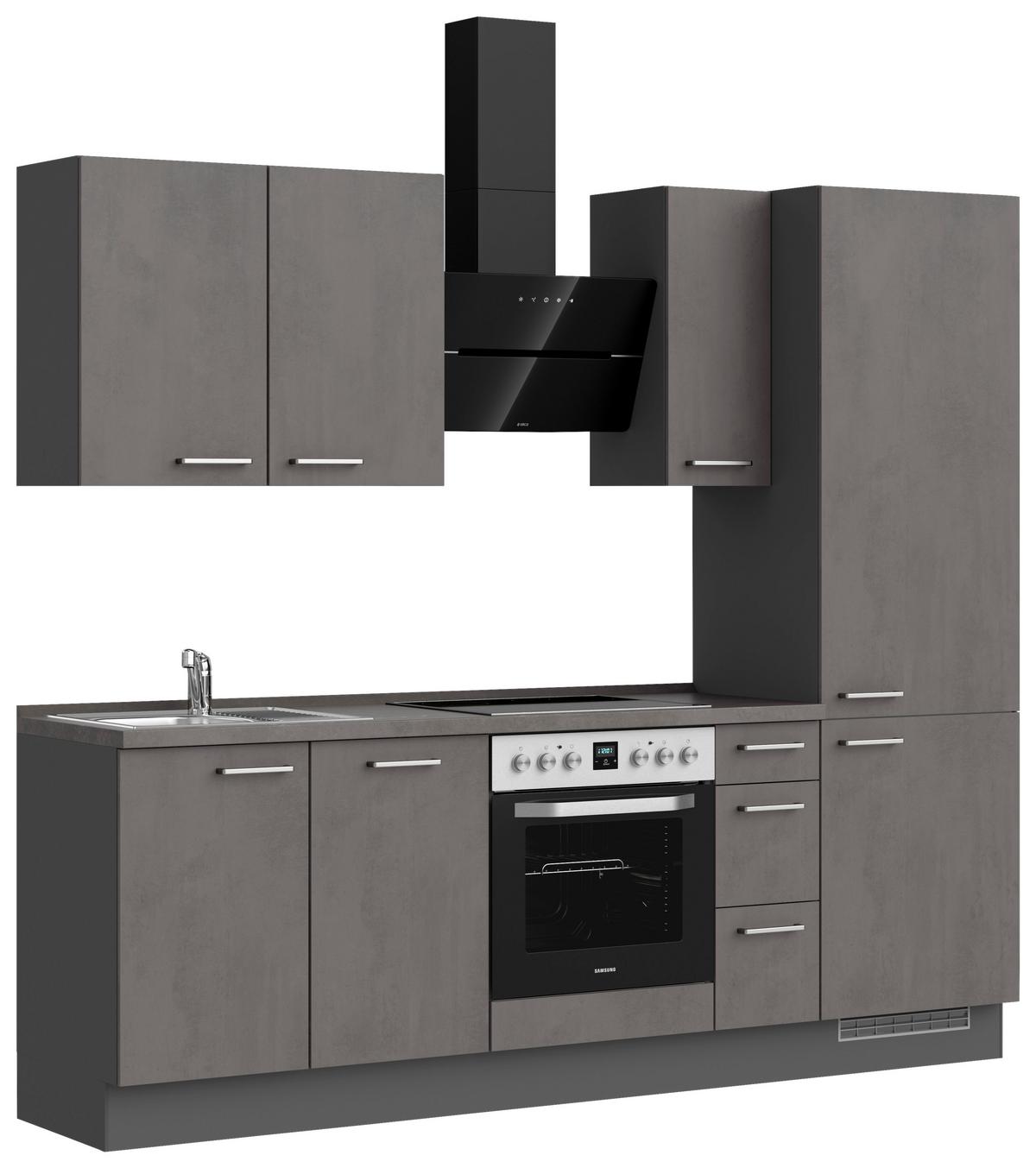 Kuchynská linka 240 cm, bridl.šedý betón/bridl.šedá - farba ušľachtilej ocele/bridlicová, Modern, kov/kompozitné drevo (240cm) - Nobilia