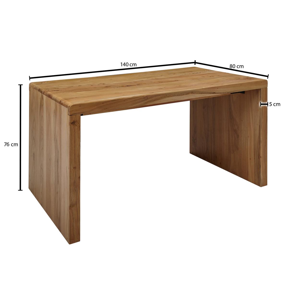 Schreibtisch Akazie Akaziefarben B: 80 Cm - Akaziefarben, Design, Holz (140/80/76cm) - MID.YOU