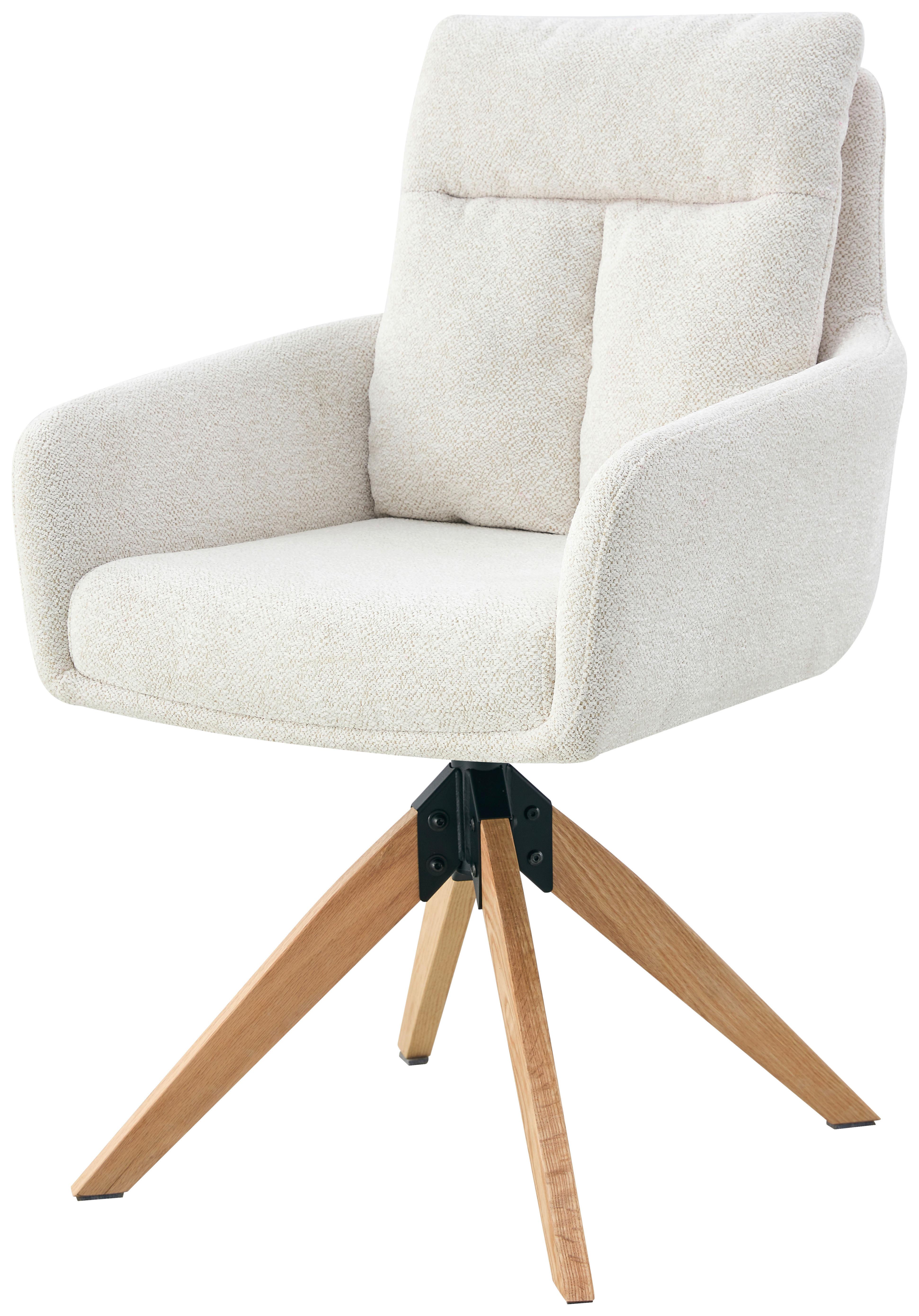 Armlehnstuhl Malik Webstoff Creme, B: 59 Cm - Creme/Naturfarben, KONVENTIONELL, Holz/Textil (59/92/63cm) - Livetastic