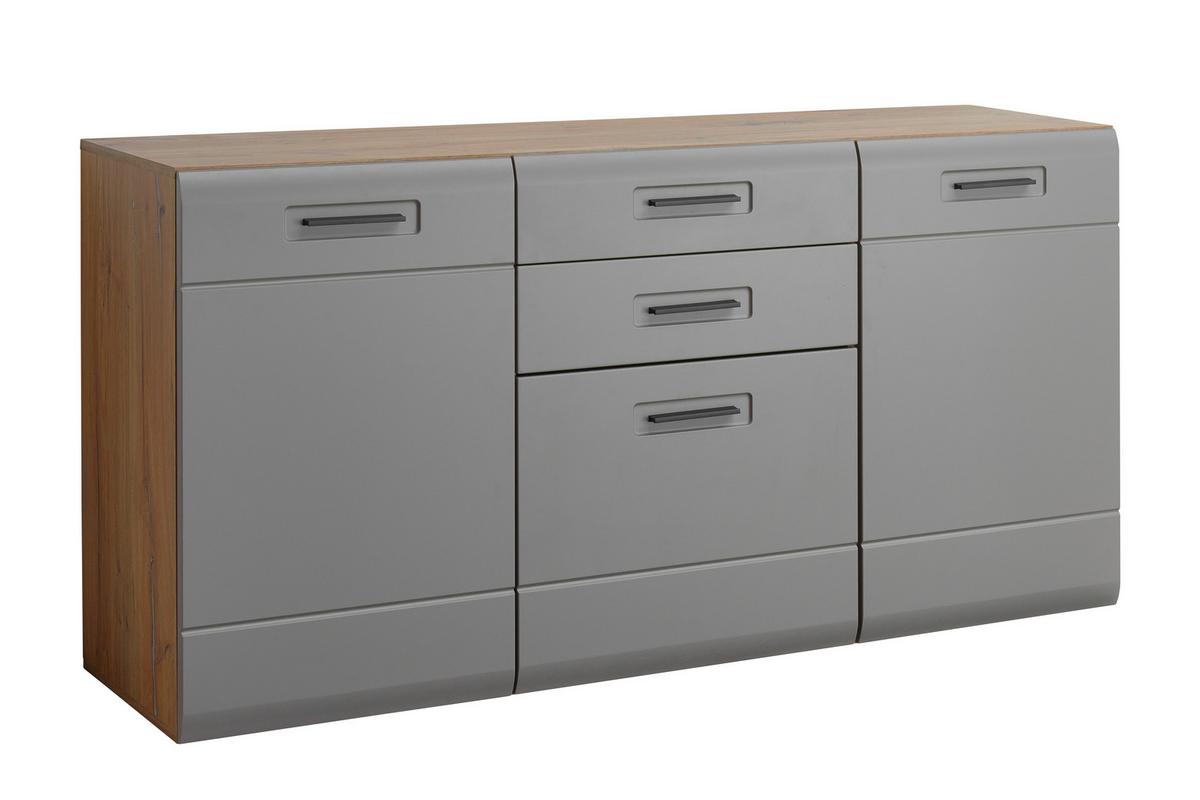 Sideboard Soft-Close B: 163,2 cm Auris, Basalt/Eiche Dekor - Grau, MODERN, Holzwerkstoff (163,2/81,3/43,1cm) - Luca Bessoni