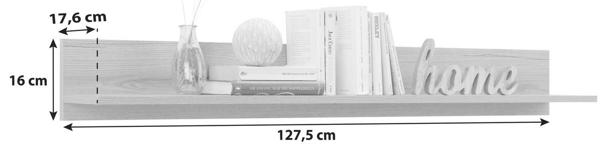 NÁSTENNÁ POLICA POWER - Modern, kompozitné drevo (127,5/16/17,6cm)