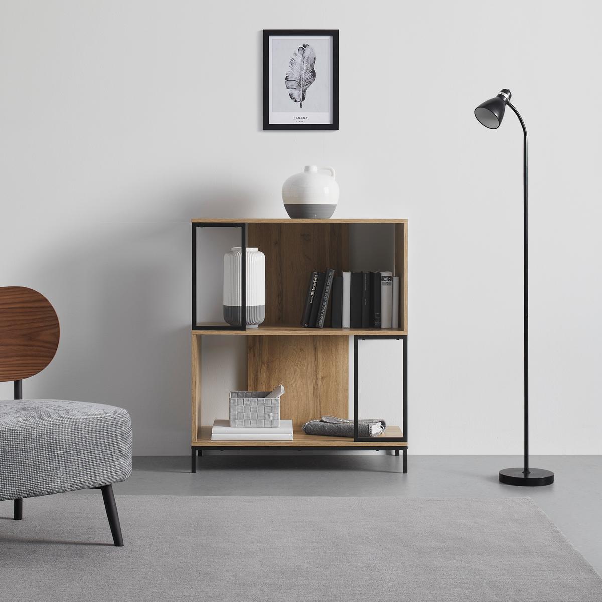 Regál GENY - černá/barvy dubu, Moderní, kov (80/94,6/40cm) - Bessagi Home