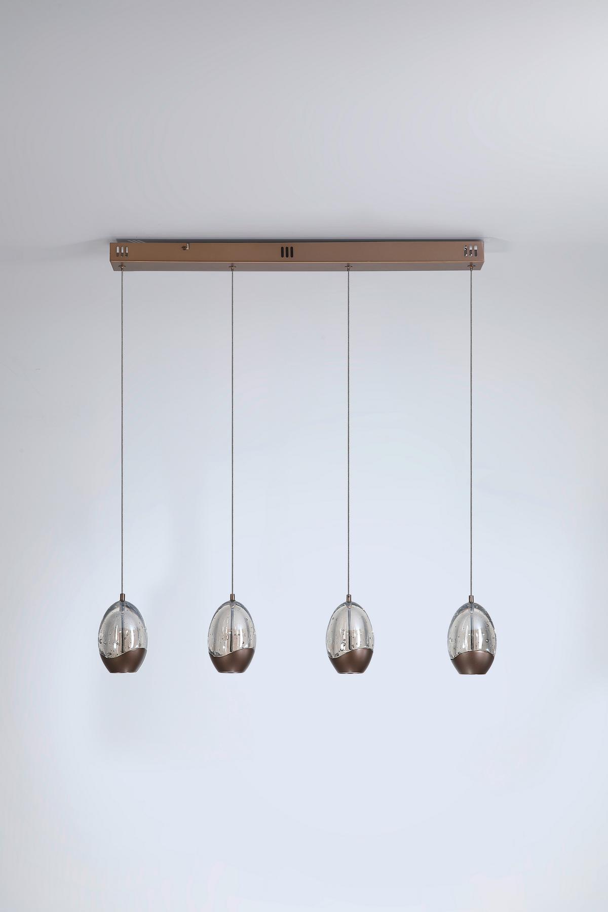 Led-hängeleuchte Charm Champagner Beige Transparent - Champagner/Transparent, Trend, Glas/Metall (70/9/150cm)