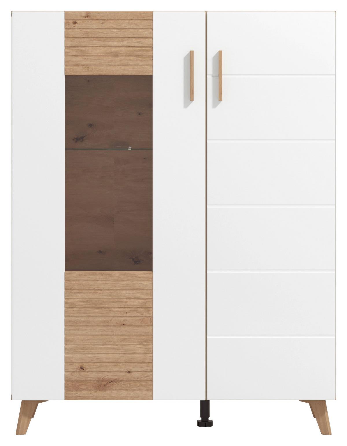 Vitrin Bretagne 2 Ajtó - tölgyfa színű/fehér, Modern, faalapú anyag (96/125,5/35cm) - Best Price