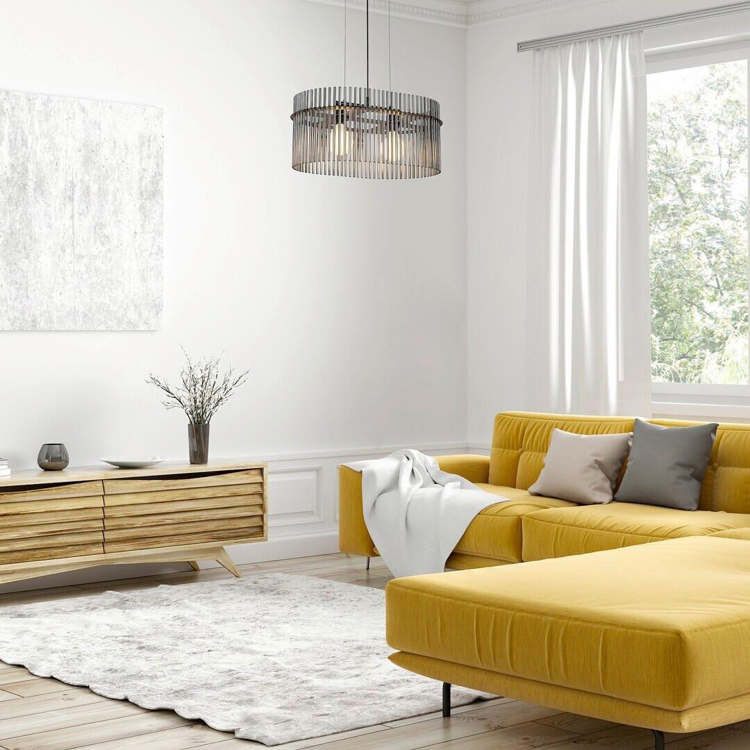 Luster INESA - čierna/sivá, Design, kov/sklo (60/26/150cm)