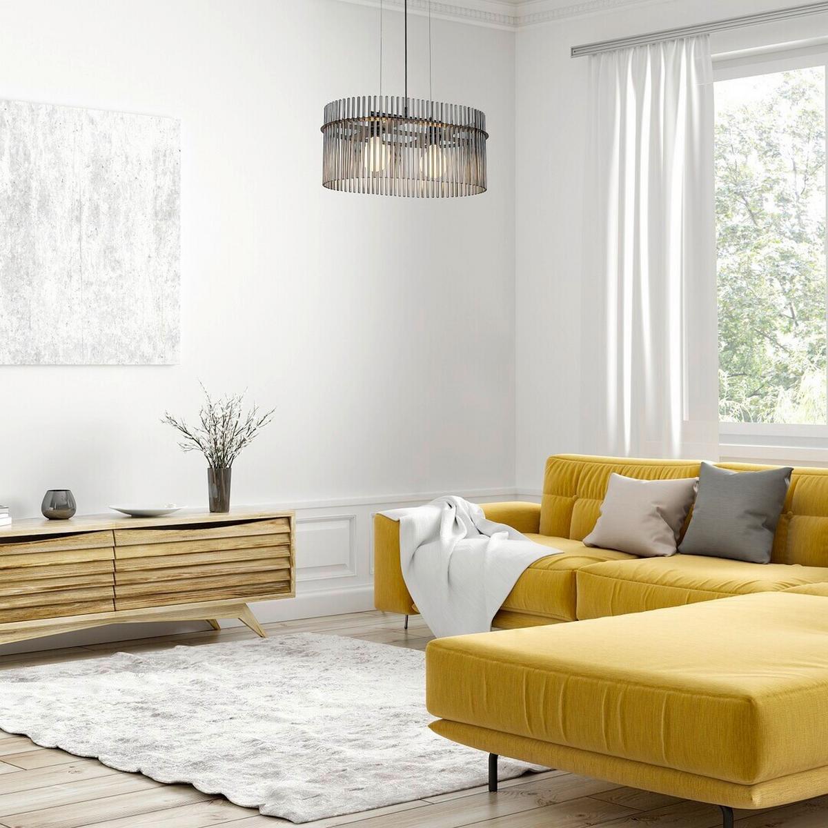 Luster INESA - čierna/sivá, Design, kov/sklo (60/26/150cm)