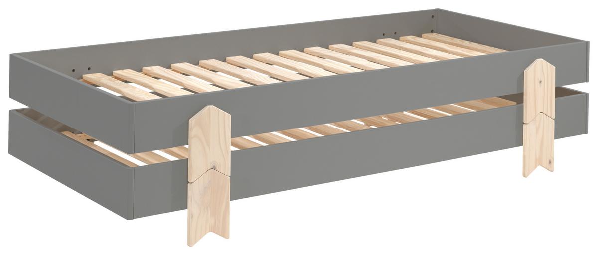 Stohovatelná postel MODULO - barvy borovice/šedá, Moderní, dřevo/kompozitní dřevo (90/200cm) - MID.YOU