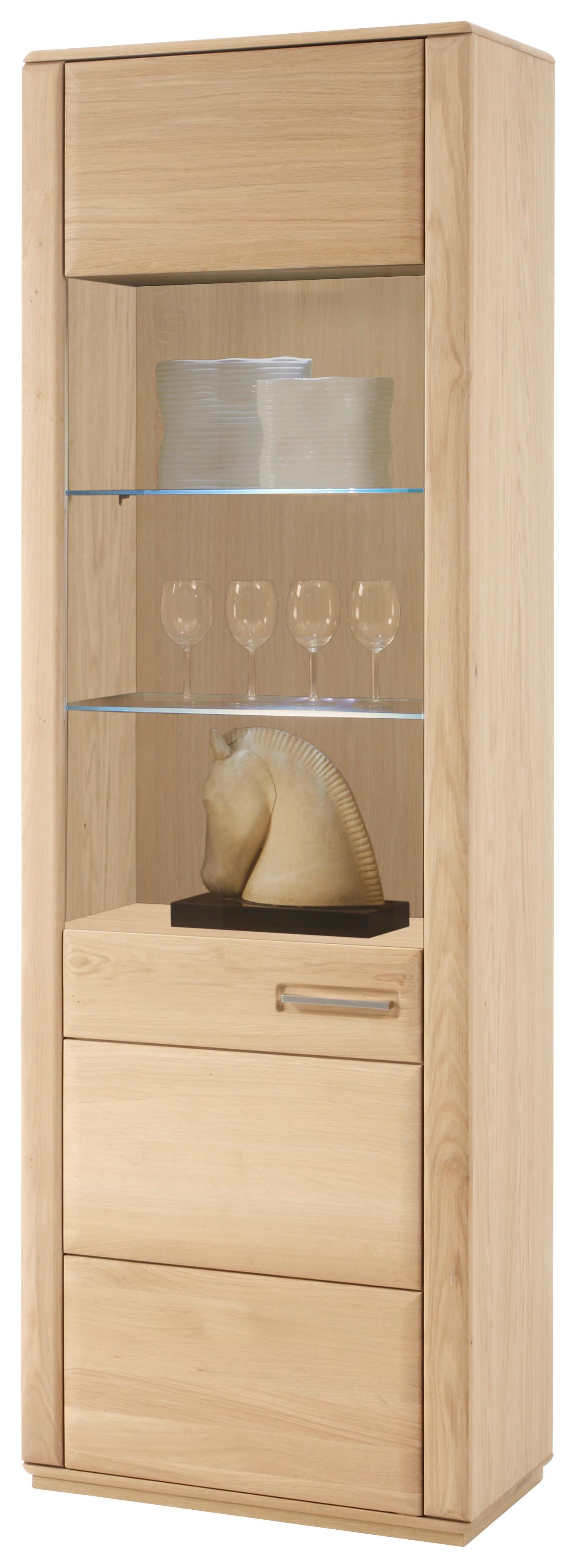Vitrine teilmassiv B: 69 cm Sena Eichefarben - Eichefarben, Design, Glas/Holz (69/209/38cm) - Livetastic