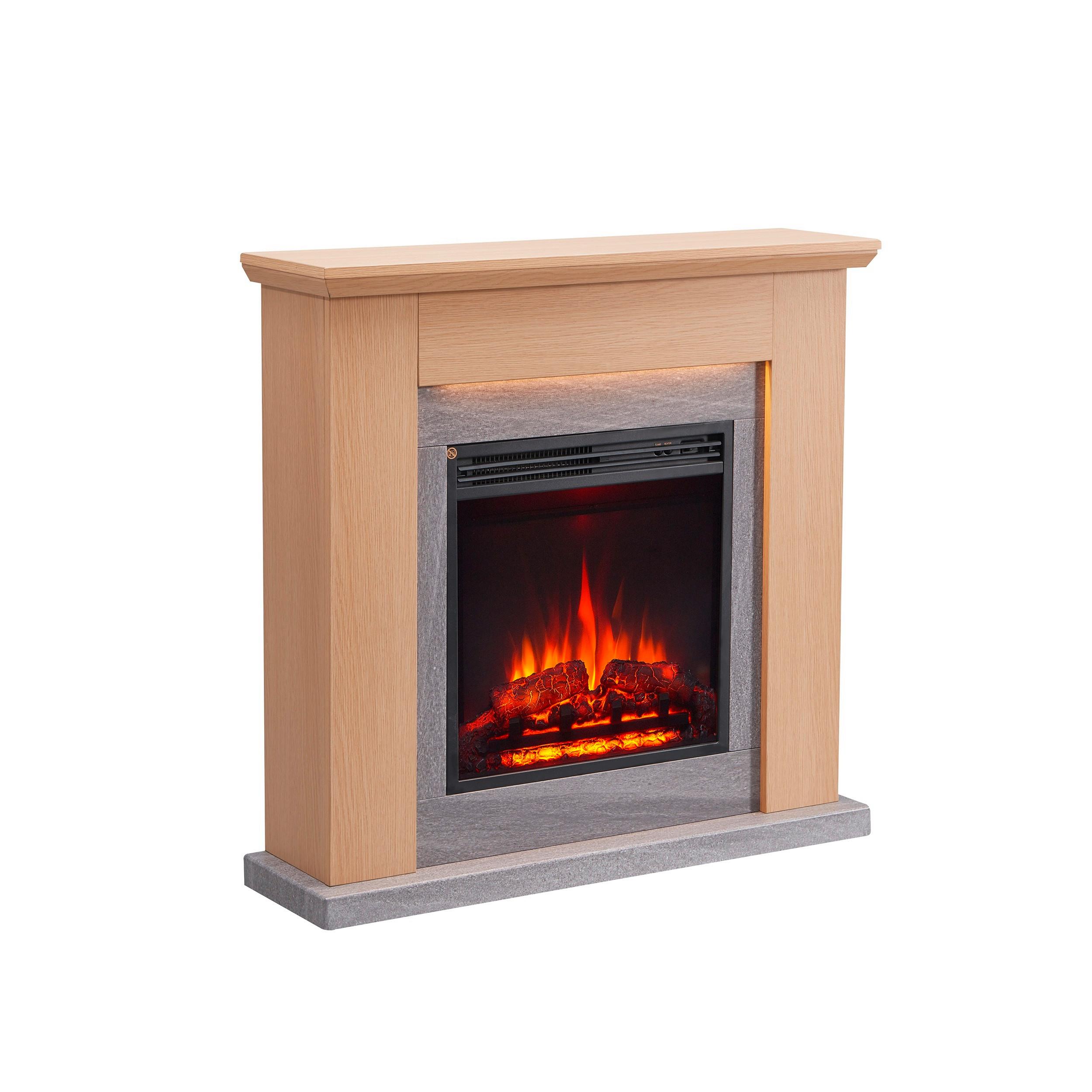 Elektrokamin Pandora - Hellbraun, Basics, Holzwerkstoff/Metall (89/88/25cm)