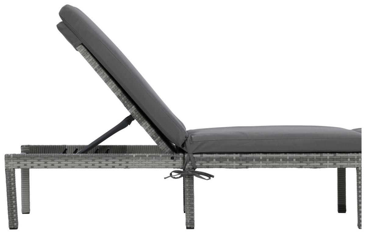 Sonnenliege Bilbao Kunststoffgeflecht - Grau, KONVENTIONELL, Kunststoff/Textil (59/84/198cm) - Gardenson