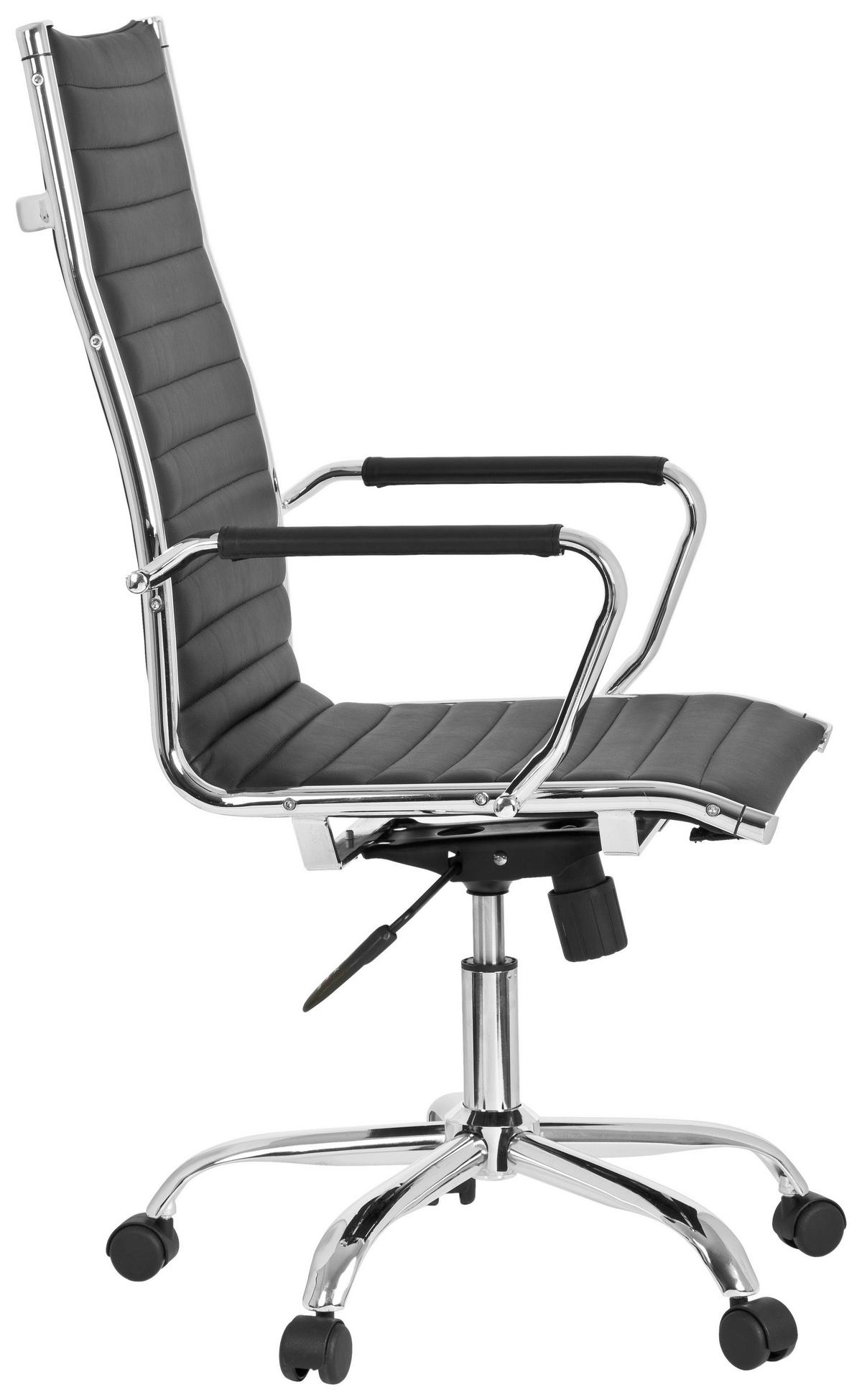Bürostuhl Vermona Schwarz bis 110 kg - Silberfarben/Schwarz, Basics, Kunststoff/Textil (54/117/43cm) - MID.YOU