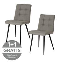 Polsterstuhl Matteo Dunkelgrau Leinenoptik - Dunkelgrau/Schwarz, MODERN, Holz/Textil (43/83/55cm) - Ondega