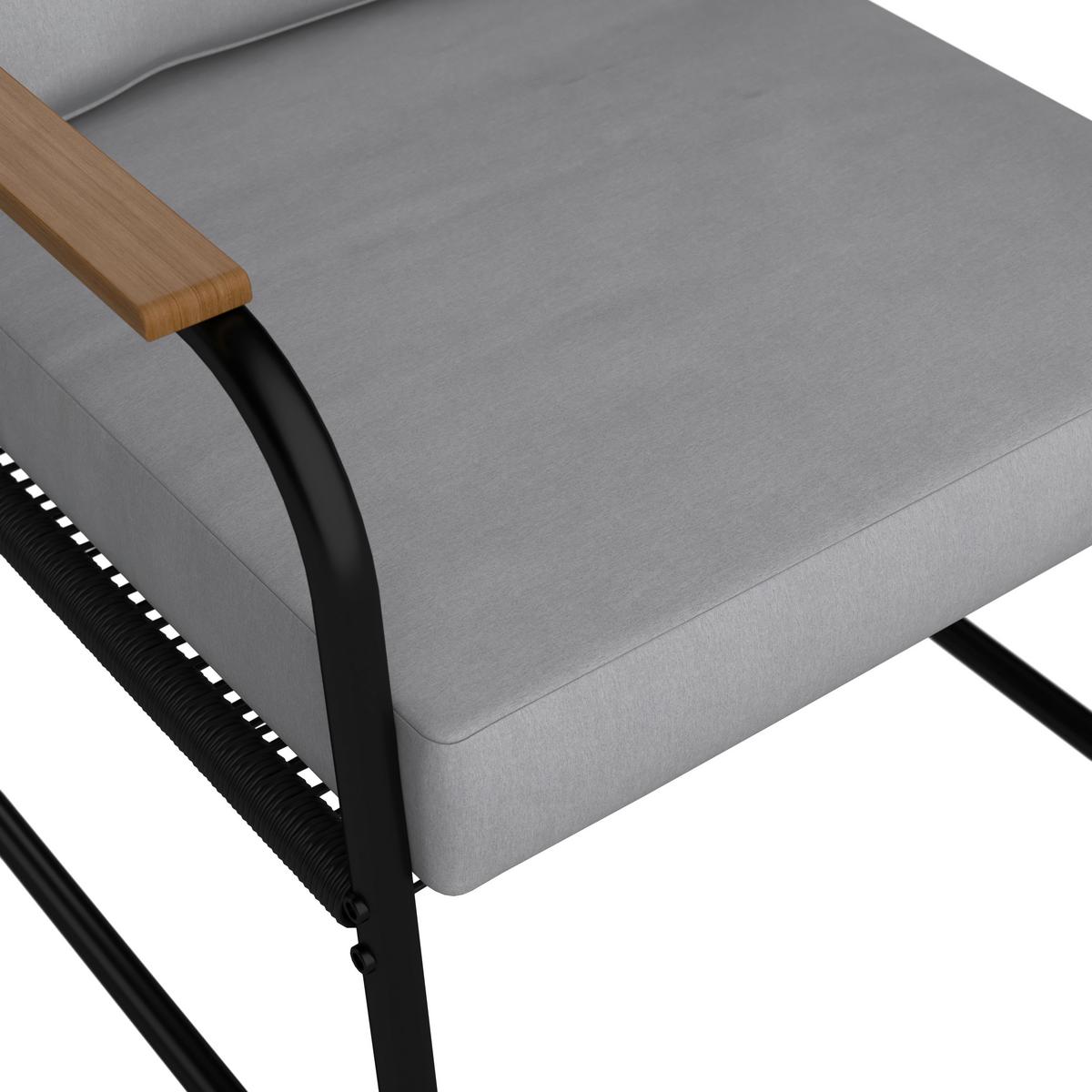 Terasová sedací souprava ELLY - šedá/černá, Moderní, kov/textil (116/77/71cm) - Bessagi Garden