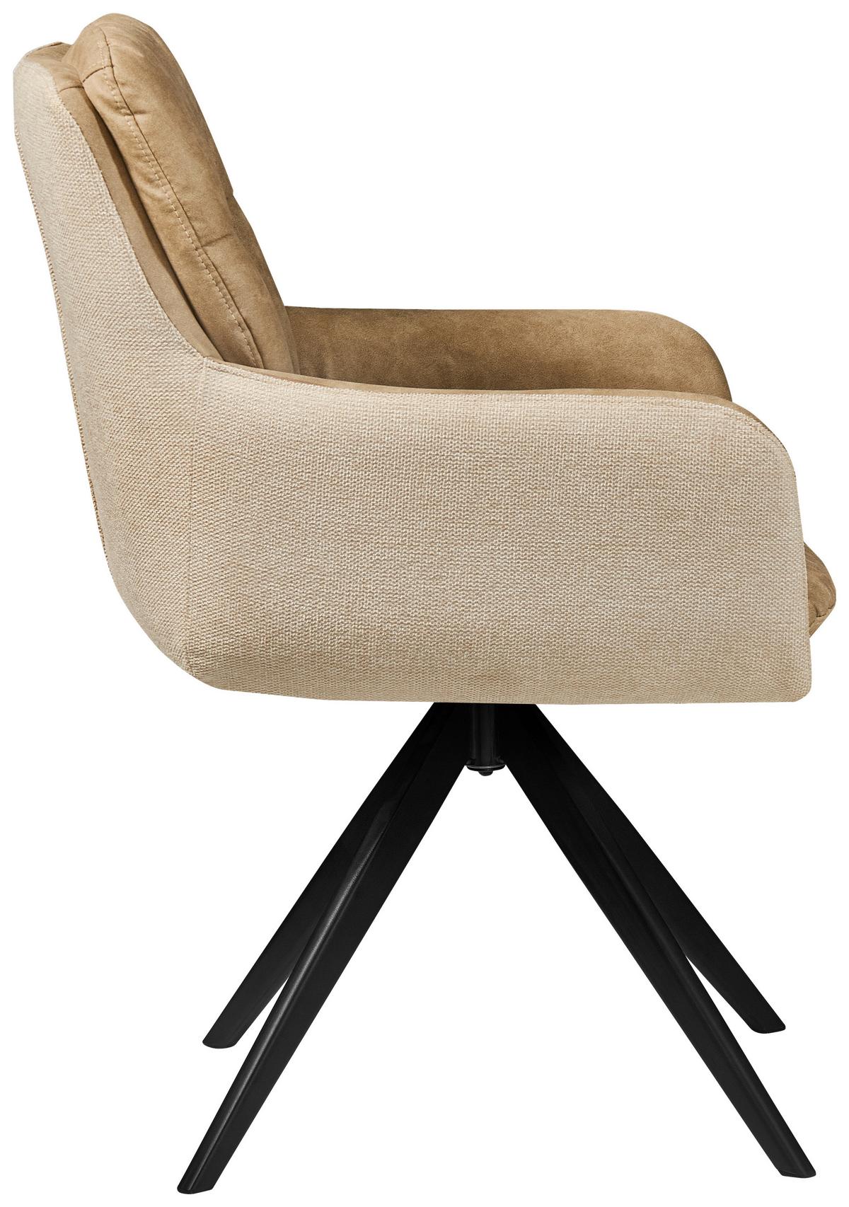 Armlehnstuhl Dian 125 - Taupe/Schwarz, MODERN, Textil/Metall (57/87/64,5cm) - Kayoom