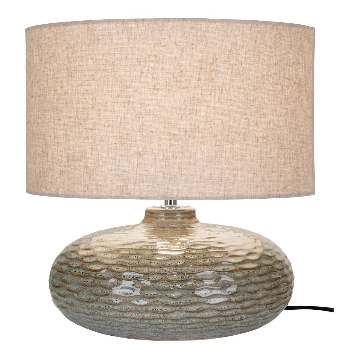 Tischleuchte Oldham Table Lamp - Beige/Silberfarben, Basics, Keramik/Textil (36/44cm)