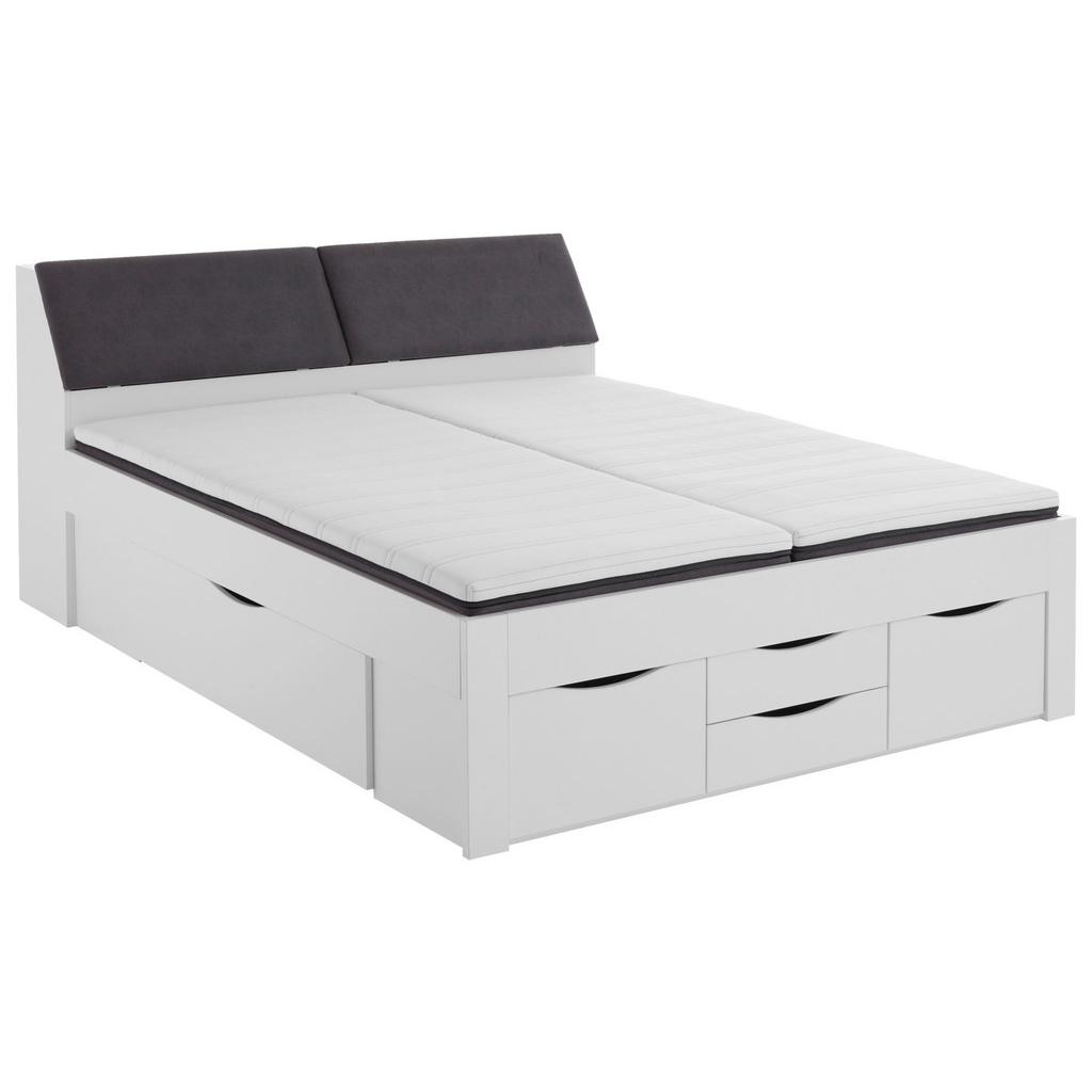Stauraumbett mit Bettkasten 140x200 cm Maxi Weiß/Grau