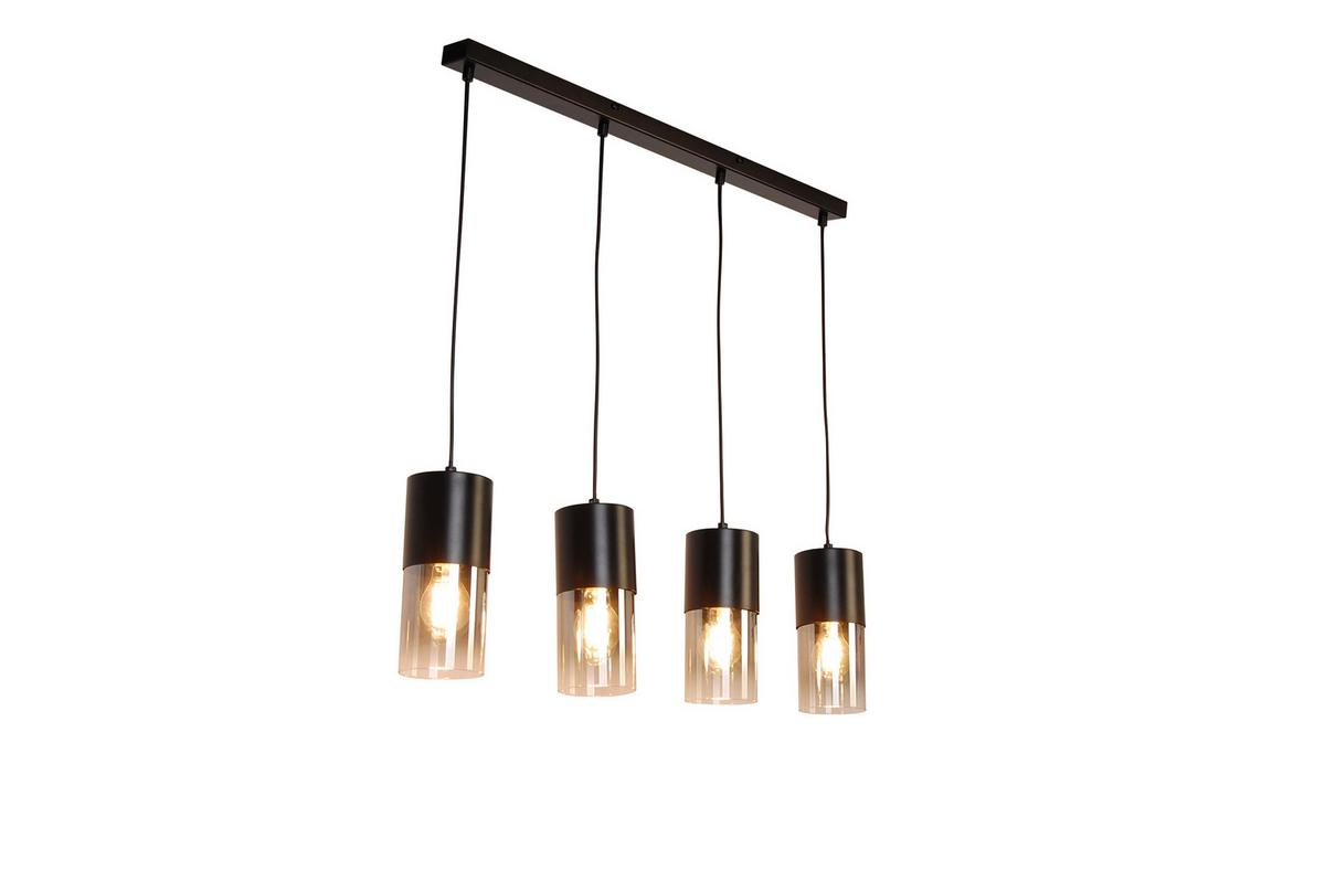 Hängeleuchte Monaco - Graubraun, Trend, Glas/Metall (80,5/10/150cm) - Novel
