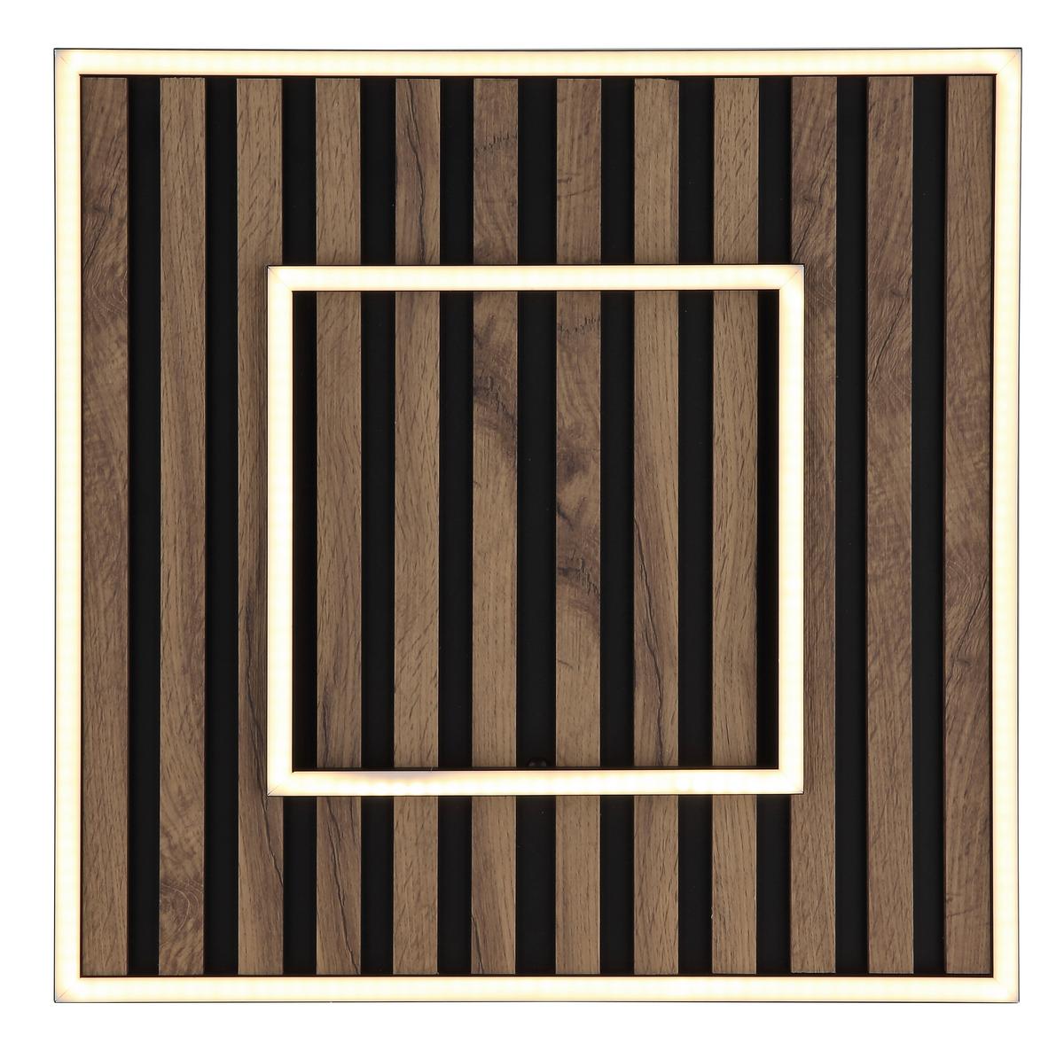 Led-deckenleuchte 67345d1 Woody - Dunkelbraun/Schwarz, Natur, Holzwerkstoff/Kunststoff (45/45/6cm) - Globo