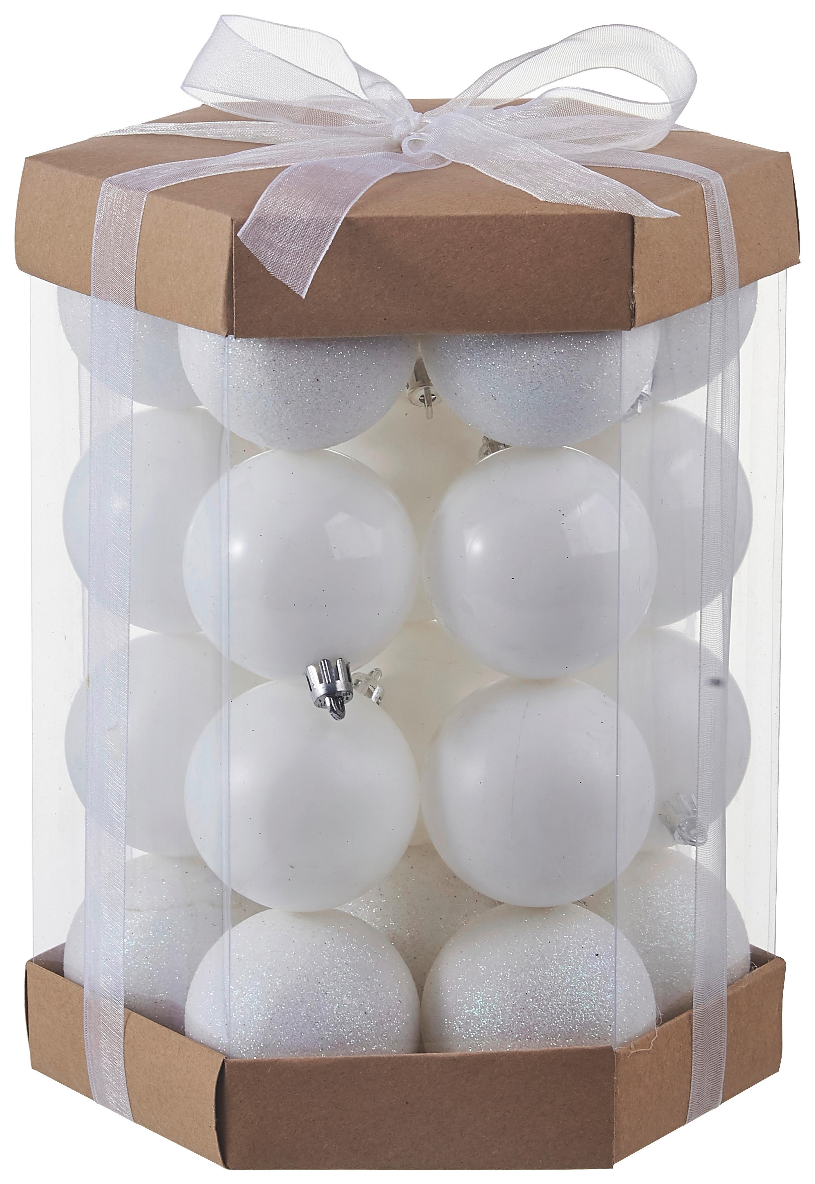 Karácsonyfa Gömbszett Seda 28 Részes - barna/fehér, Konventionell, műanyag/karton (6cm) - Luca Bessoni