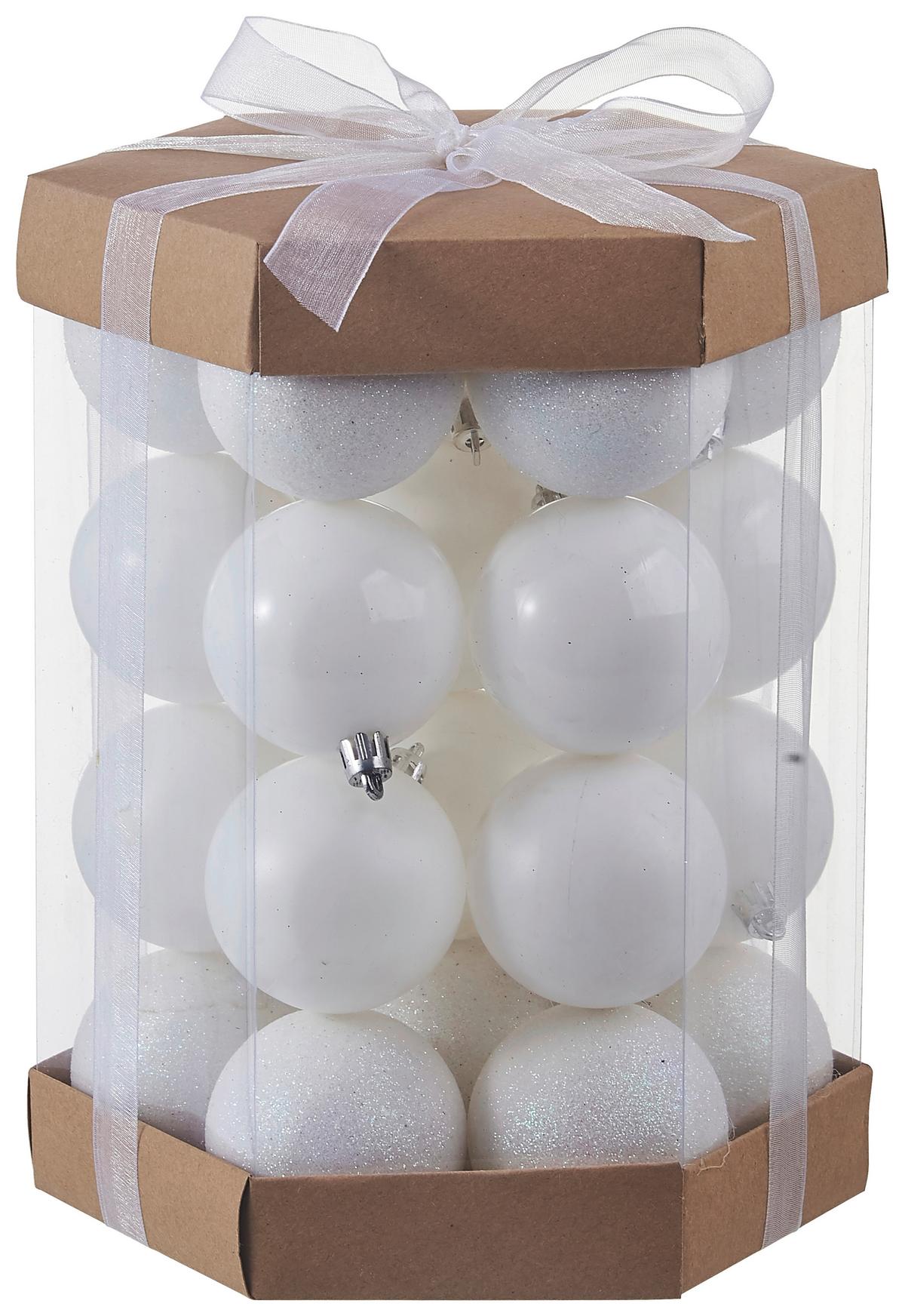 Karácsonyfa Gömbszett Seda 28 Részes - barna/fehér, Konventionell, műanyag/karton (6cm) - Luca Bessoni