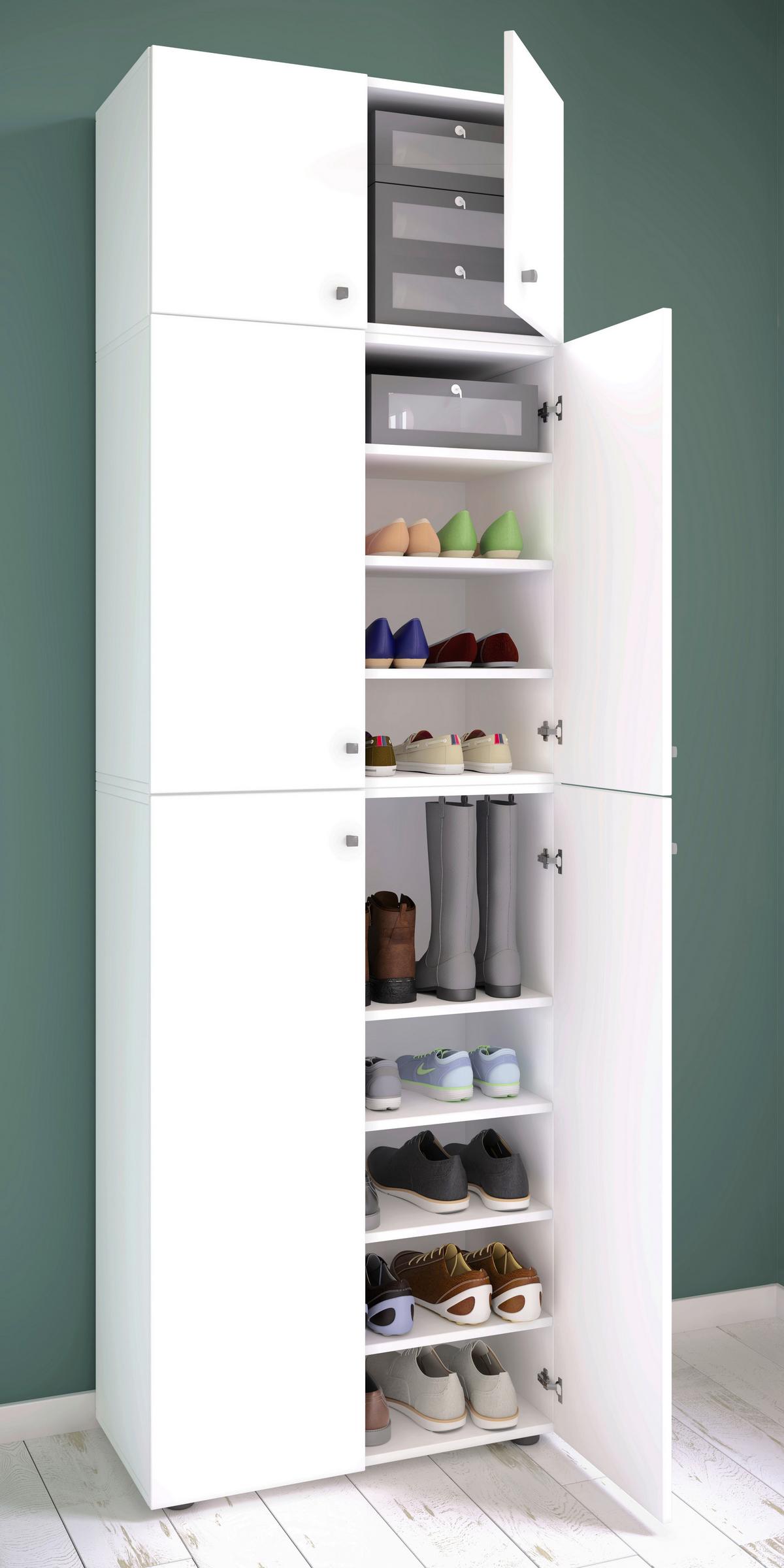 Schuhschrank Lona XXL Weiß B: 70 cm - Schwarz/Weiß, MODERN, Holzwerkstoff (70/223/39cm) - MID.YOU